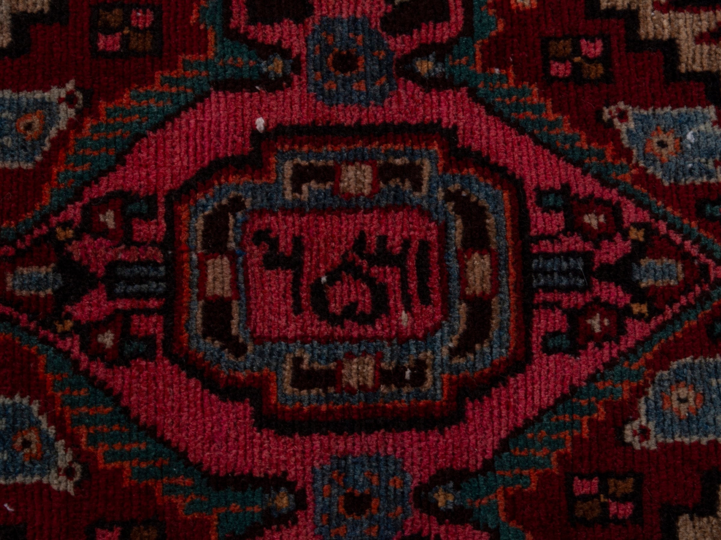 Persian Songhor runner rug in burgundy and deep red, view 11 of 20