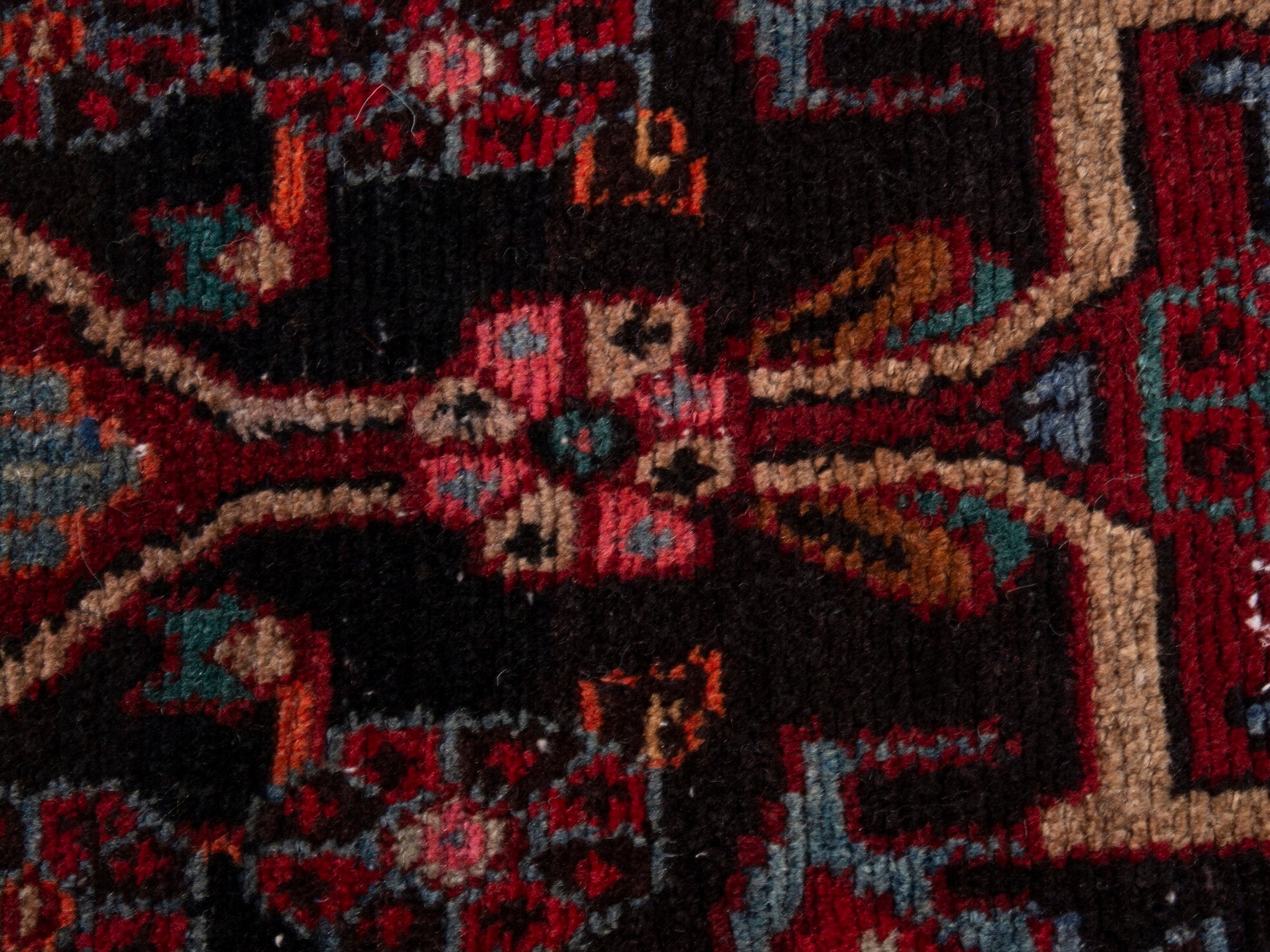 Persian Songhor runner rug in burgundy and deep red, view 14 of 20