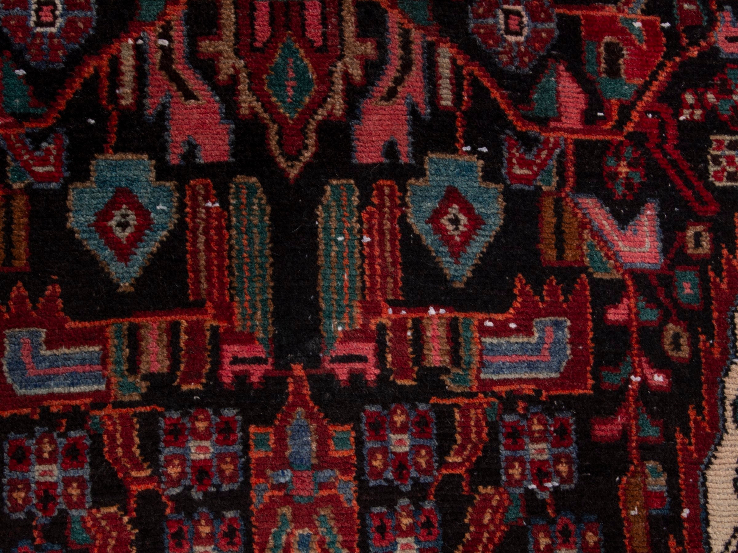 Persian Songhor runner rug in burgundy and deep red, view 15 of 20