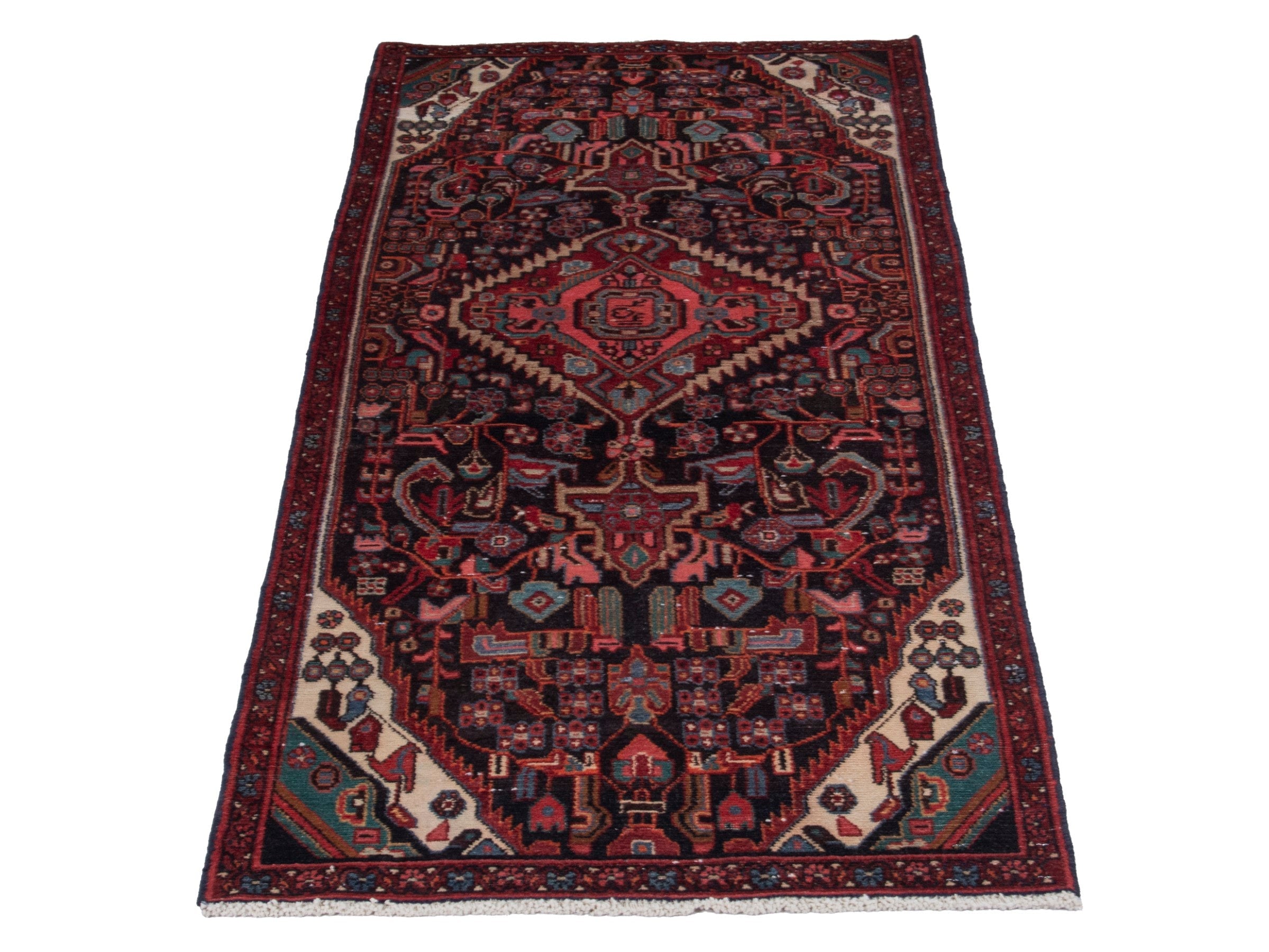 Persian Songhor runner rug in burgundy and deep red, view 2 of 20
