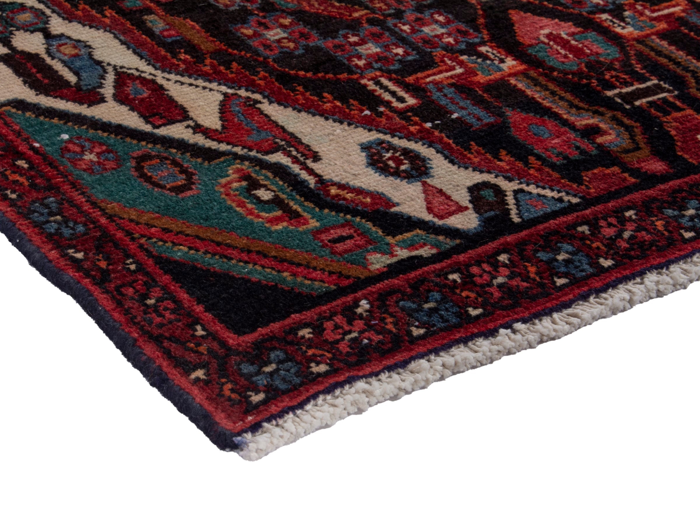 Persian Songhor runner rug in burgundy and deep red, view 6 of 20