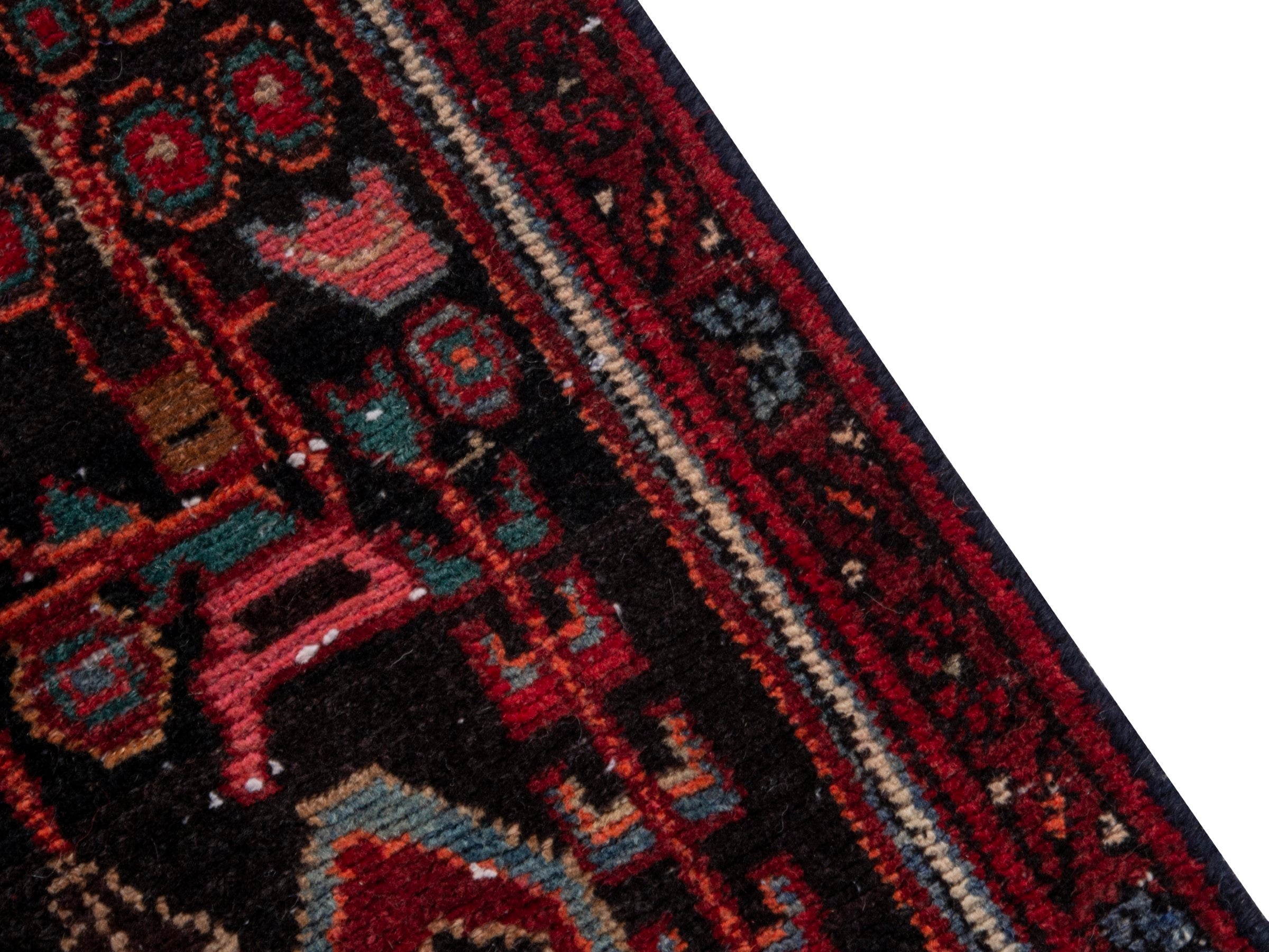 Persian Songhor runner rug in burgundy and deep red, view 7 of 20