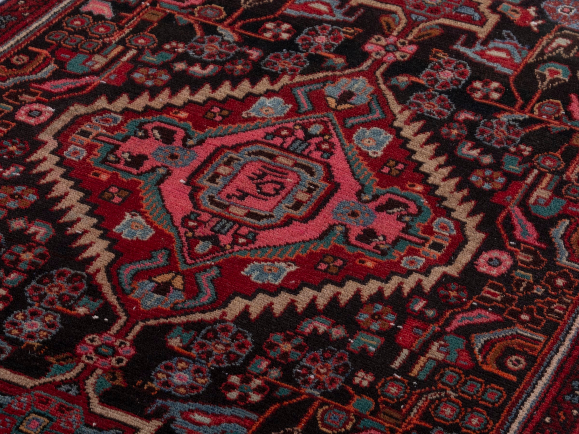Persian Songhor runner rug in burgundy and deep red, view 9 of 20