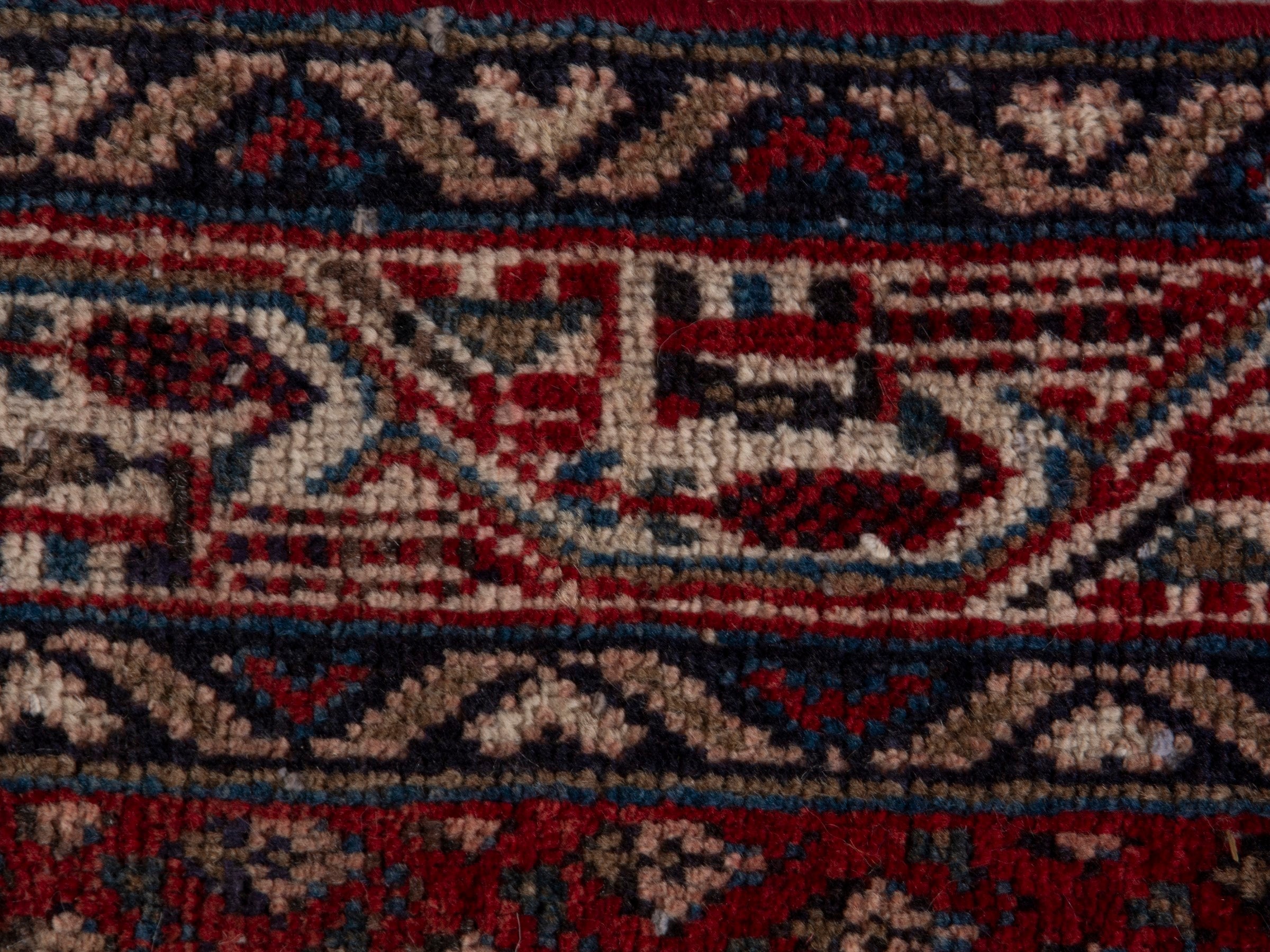 Persian Arak runner rug in burgundy and beige, view 13 of 19
