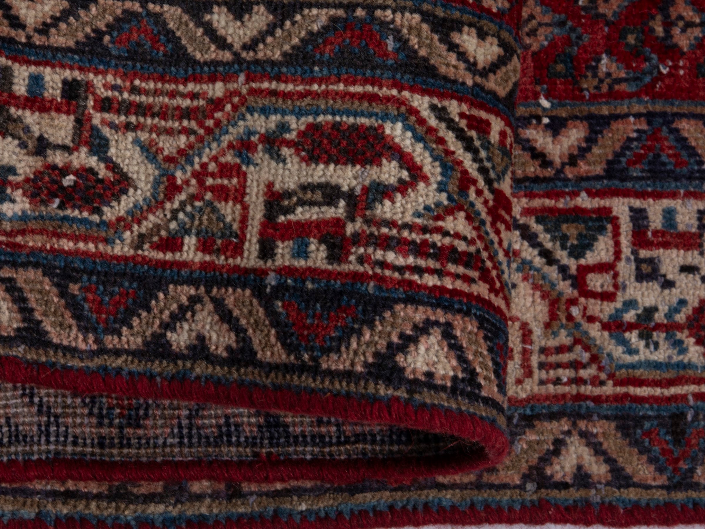 Persian Arak runner rug in burgundy and beige, view 18 of 19
