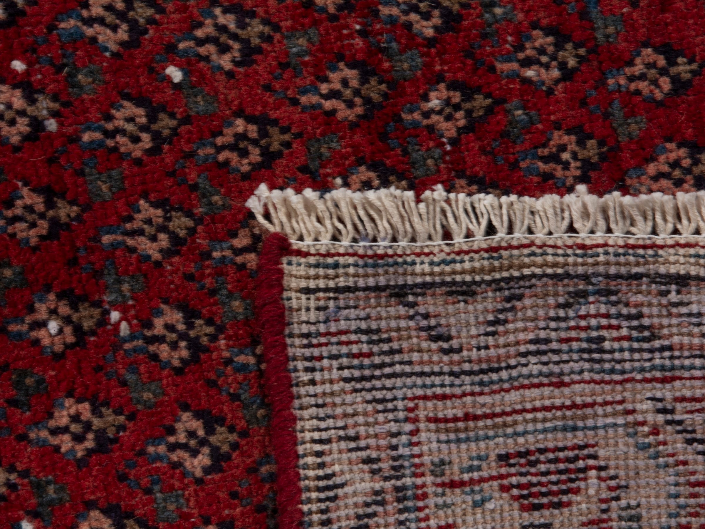 Persian Arak runner rug in burgundy and beige, view 19 of 19