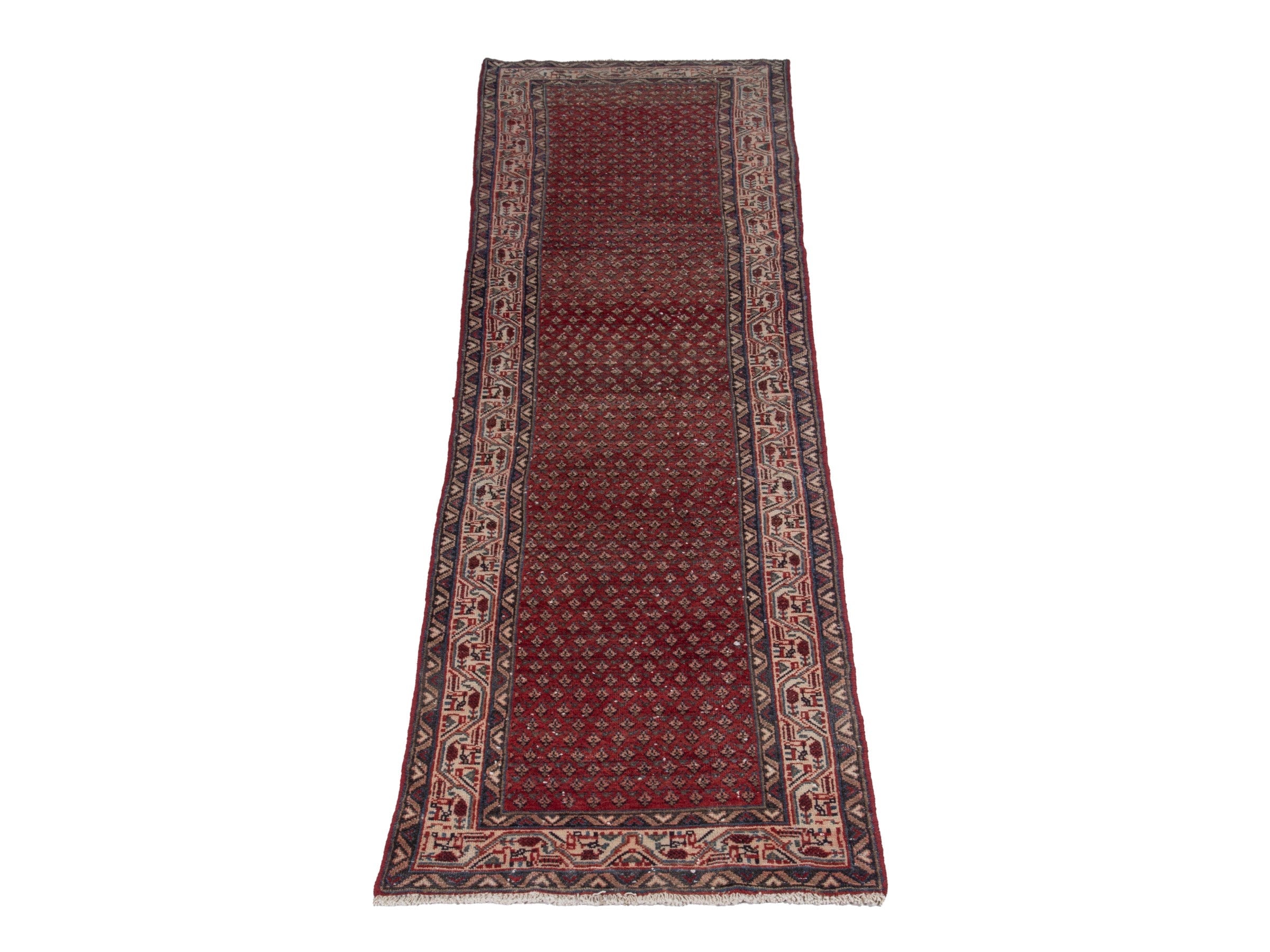 Persian Arak runner rug in burgundy and beige, view 2 of 19