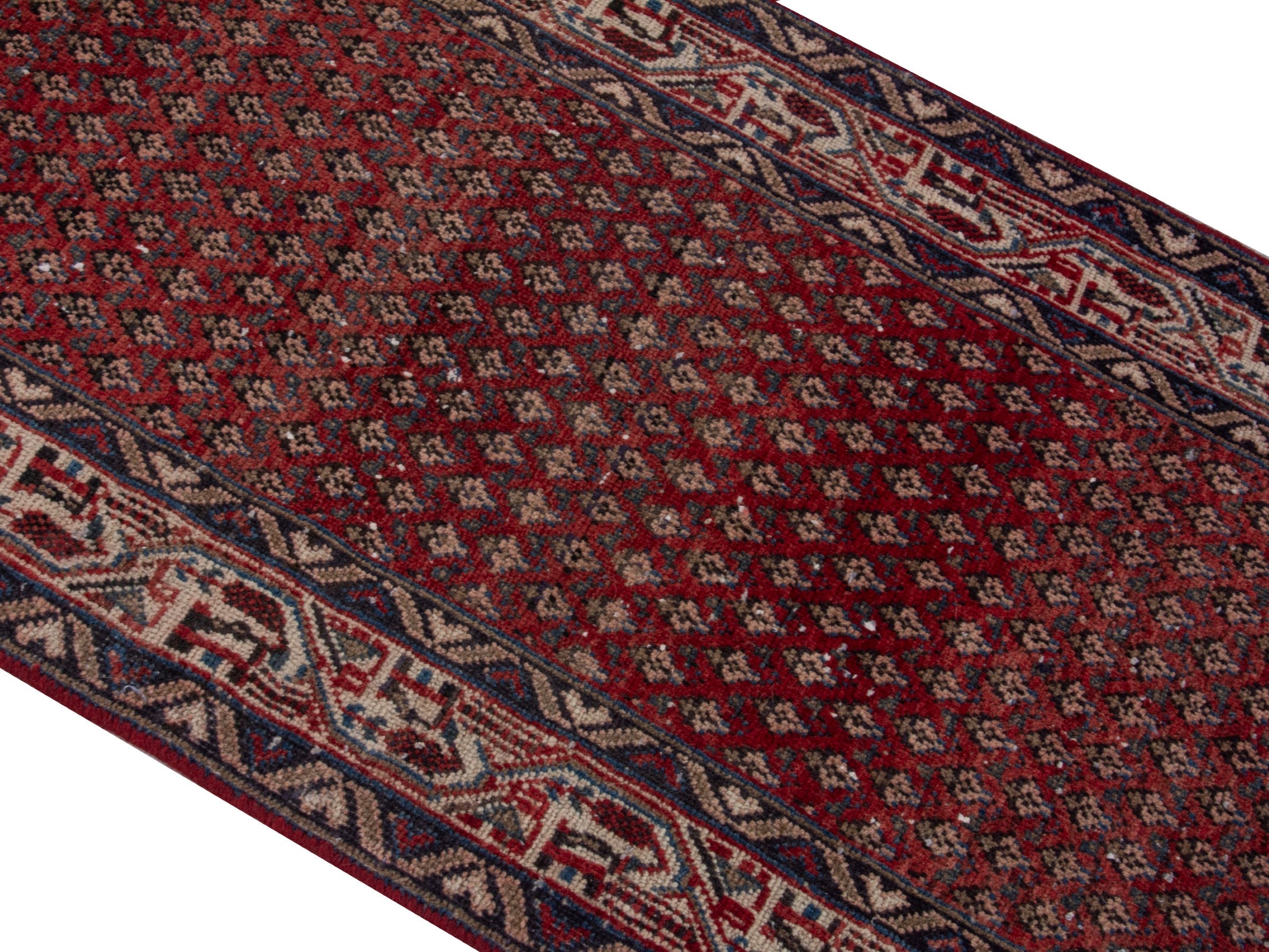 Persian Arak runner rug in burgundy and beige, view 4 of 19