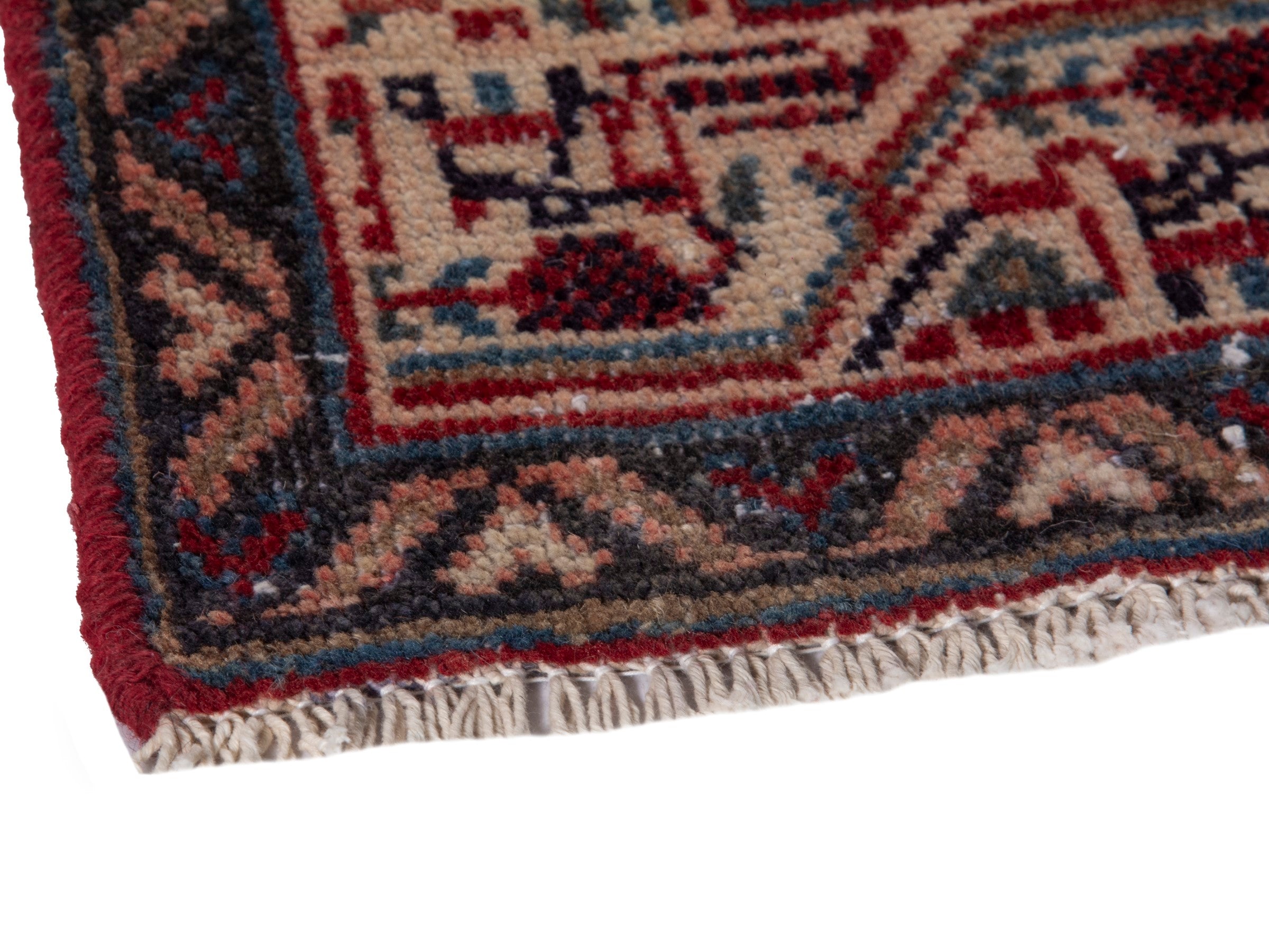Persian Arak runner rug in burgundy and beige, view 6 of 19