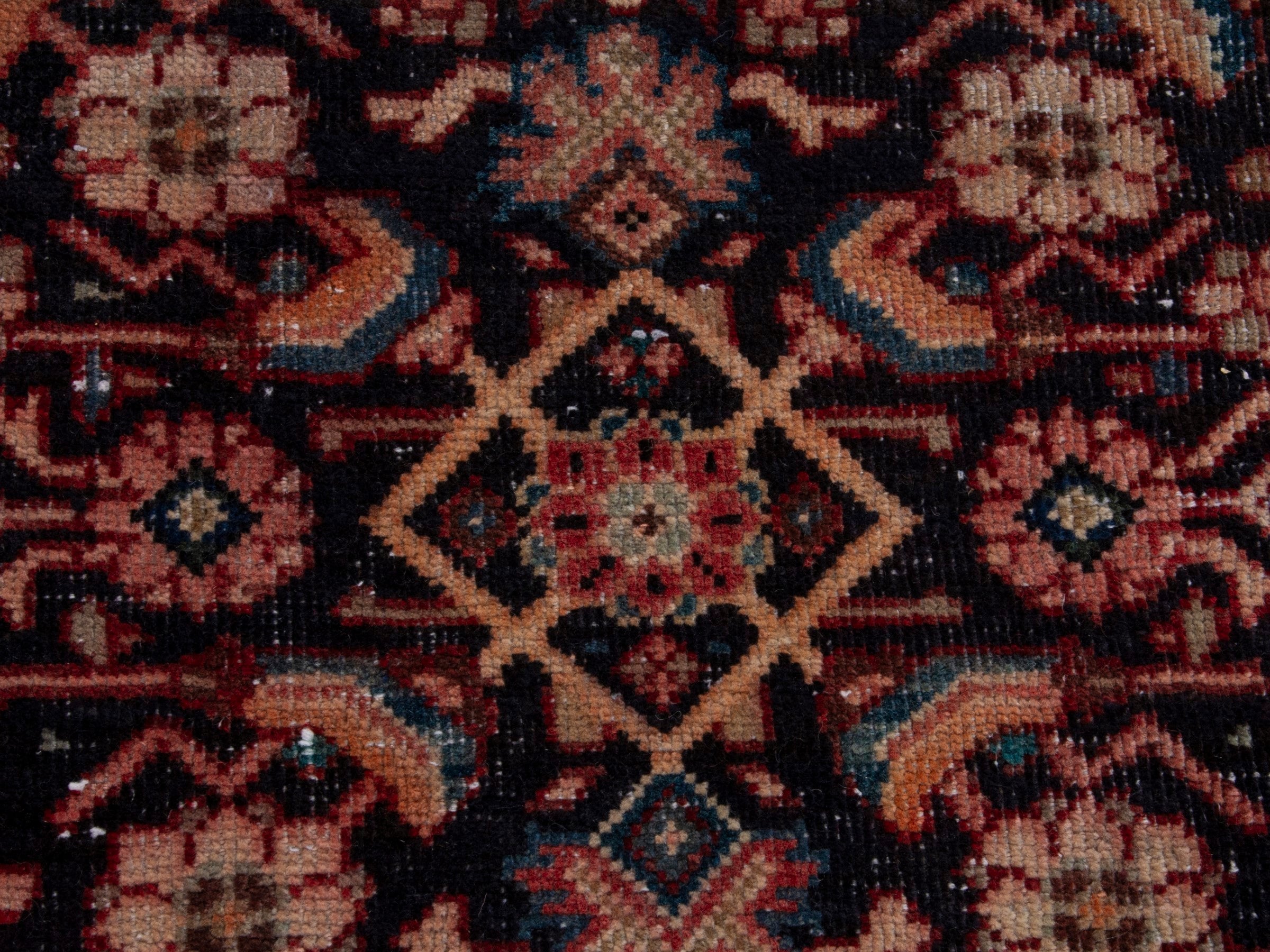 Persian Mahal runner rug in navy and rust, view 11 of 18