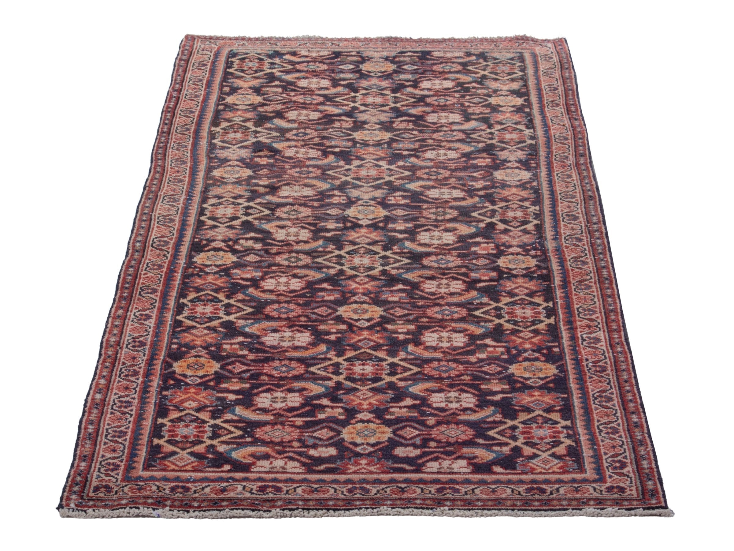 Persian Mahal runner rug in navy and rust, view 3 of 18