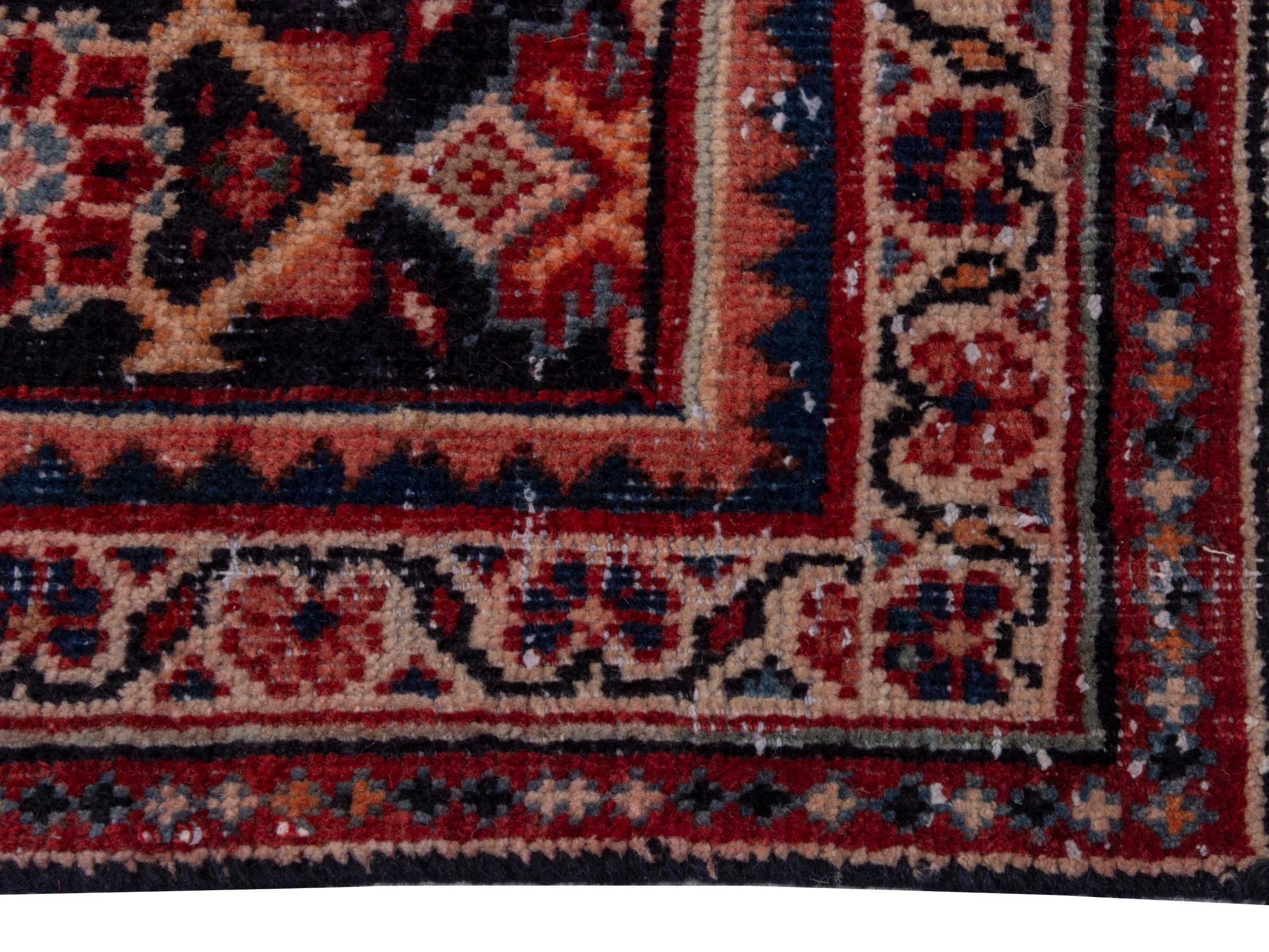 Persian Mahal runner rug in navy and rust, view 5 of 18