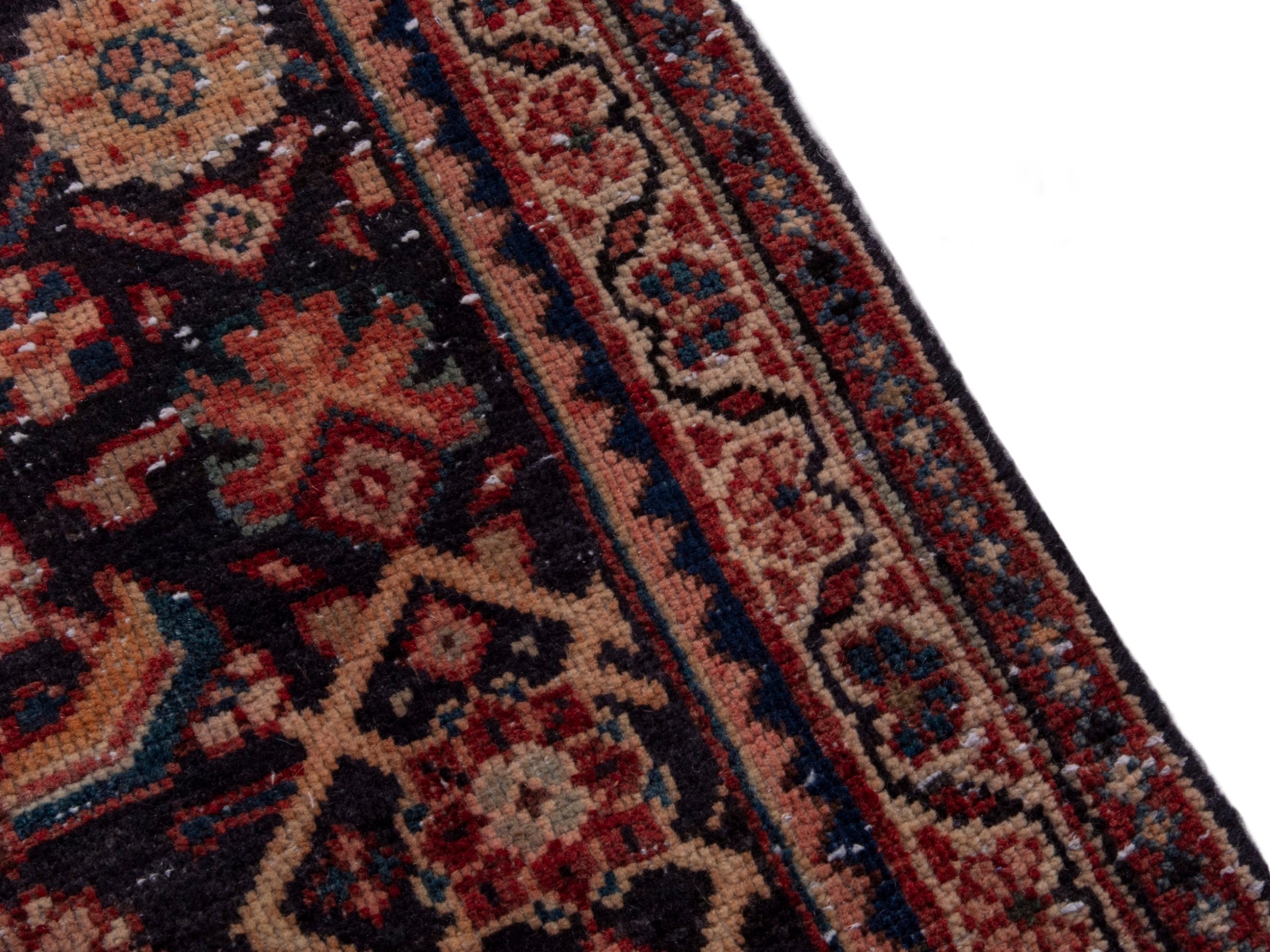 Persian Mahal runner rug in navy and rust, view 7 of 18