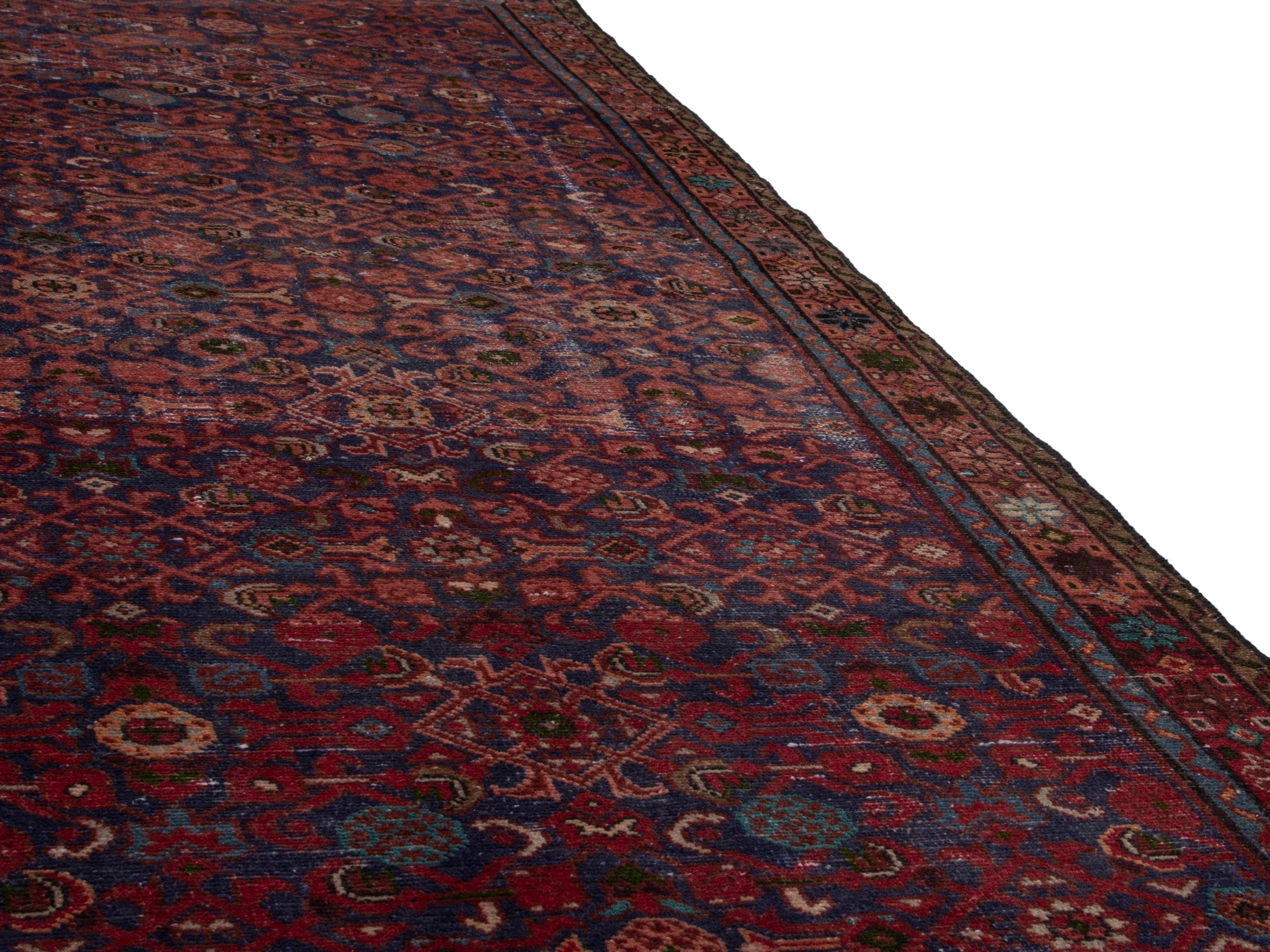 Persian Mahal runner rug in burgundy and deep red, view 10 of 18
