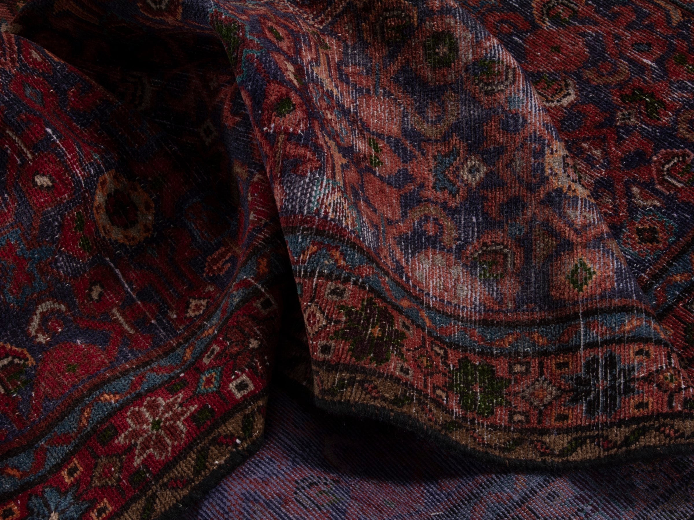 Persian Mahal runner rug in burgundy and deep red, view 14 of 18