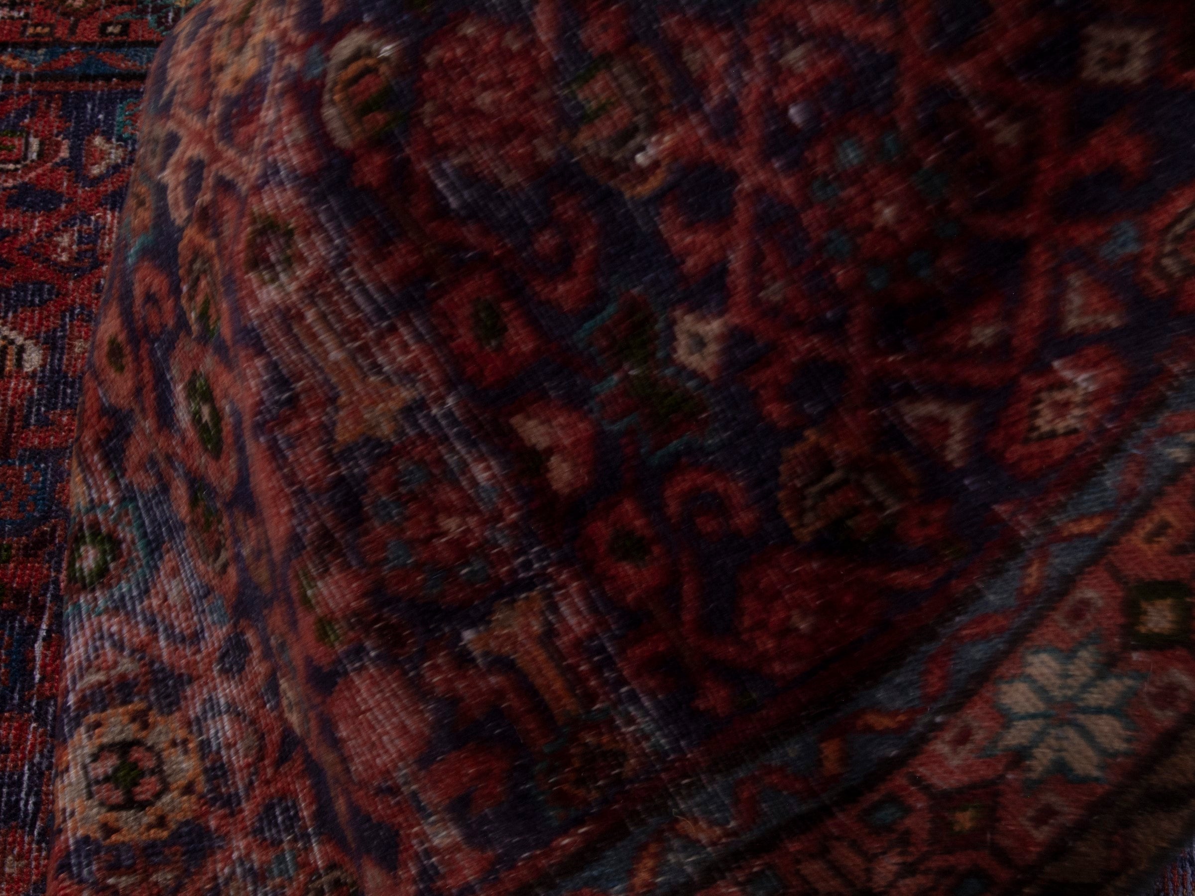 Persian Mahal runner rug in burgundy and deep red, view 17 of 18