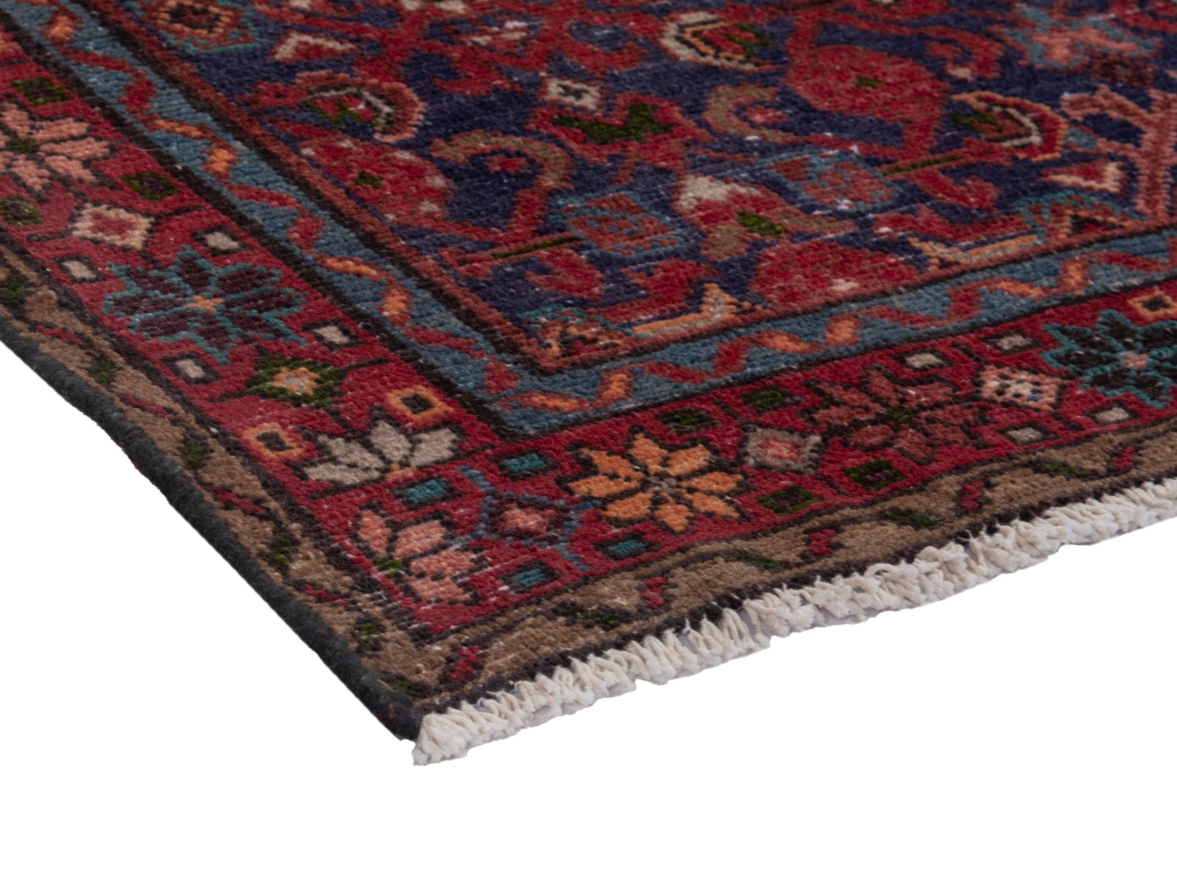 Persian Mahal runner rug in burgundy and deep red, view 6 of 18