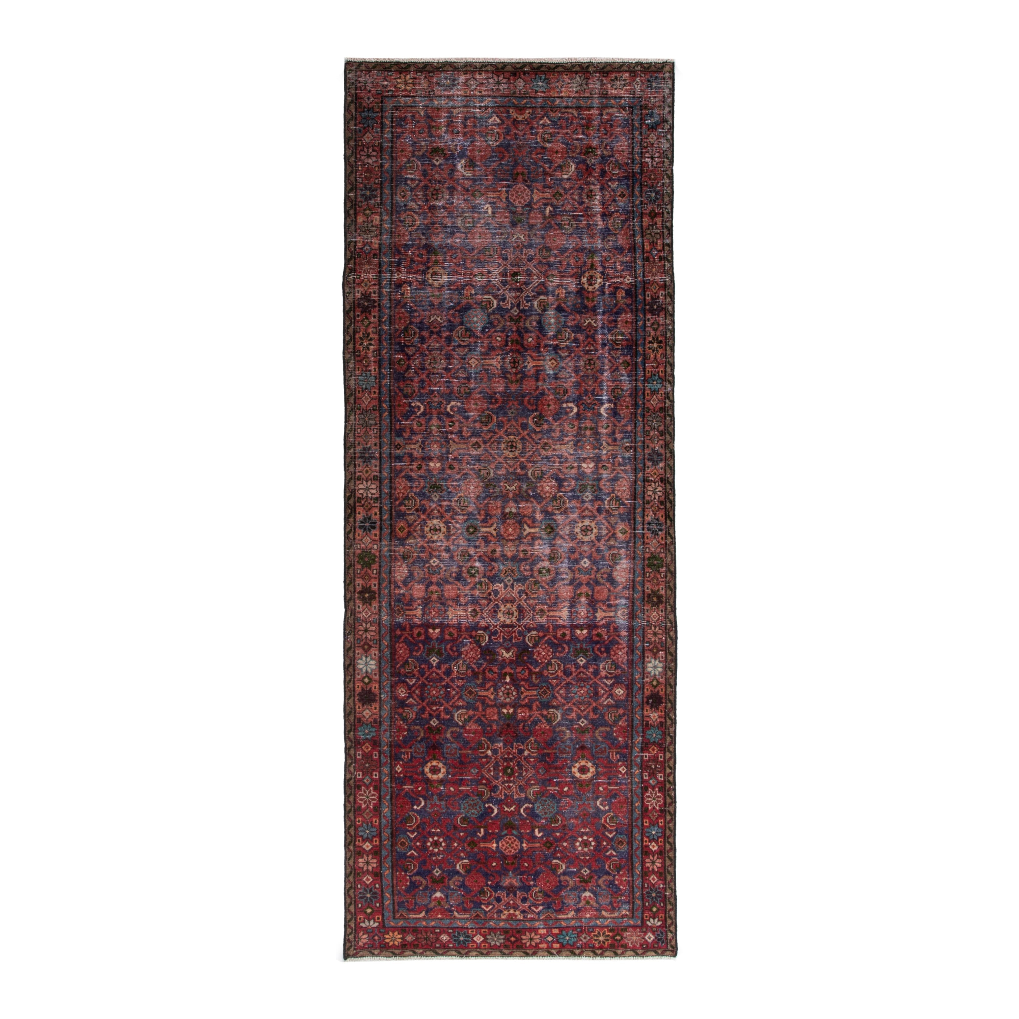 Persian Mahal runner rug in burgundy and deep red, 3'8" x 10'3"