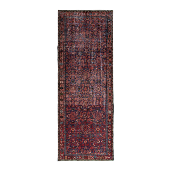 Persian Mahal runner rug in burgundy and deep red, 3'8" x 10'3"