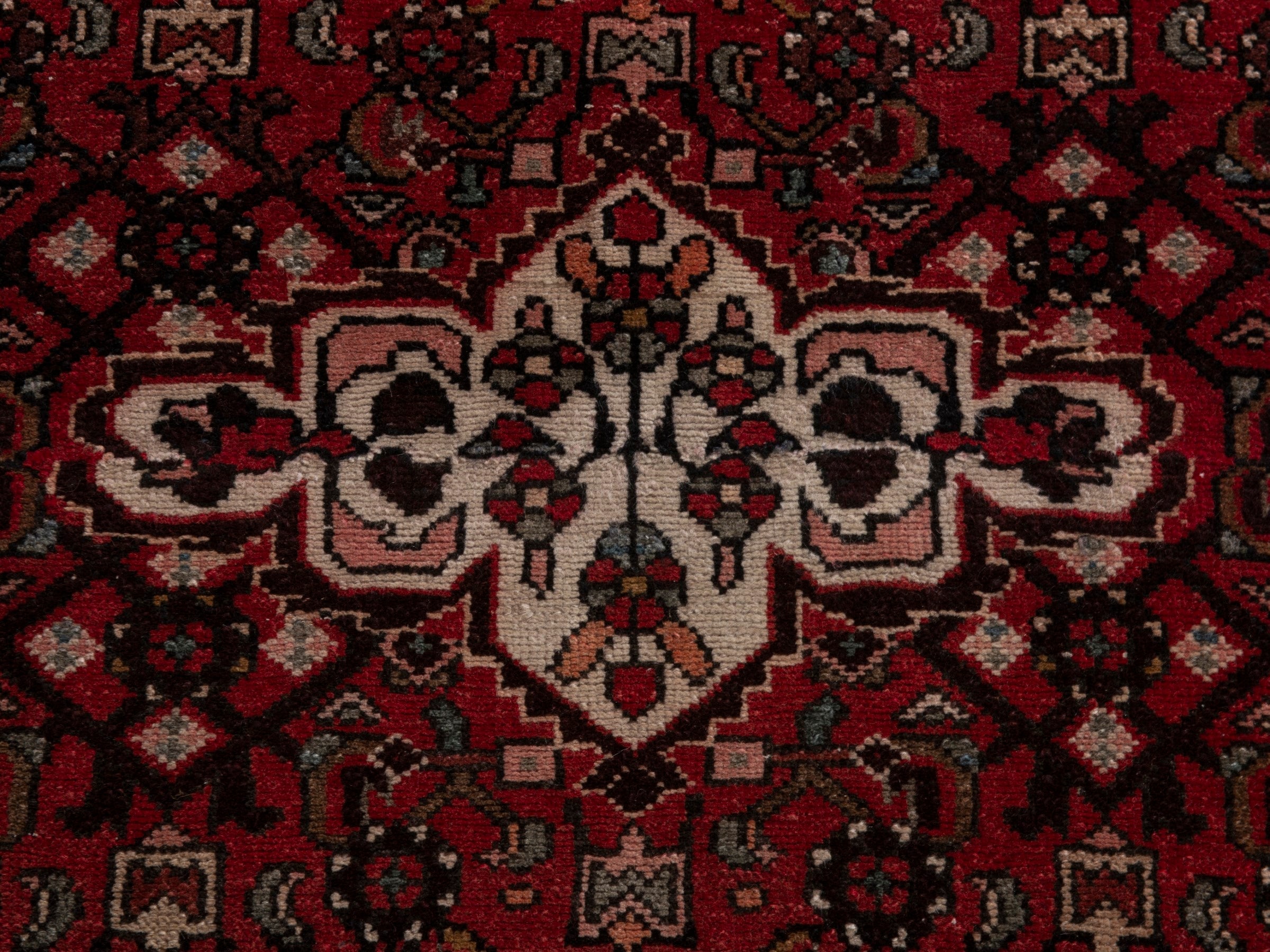 Persian Hamedan runner rug in deep red and off-white, view 12 of 18