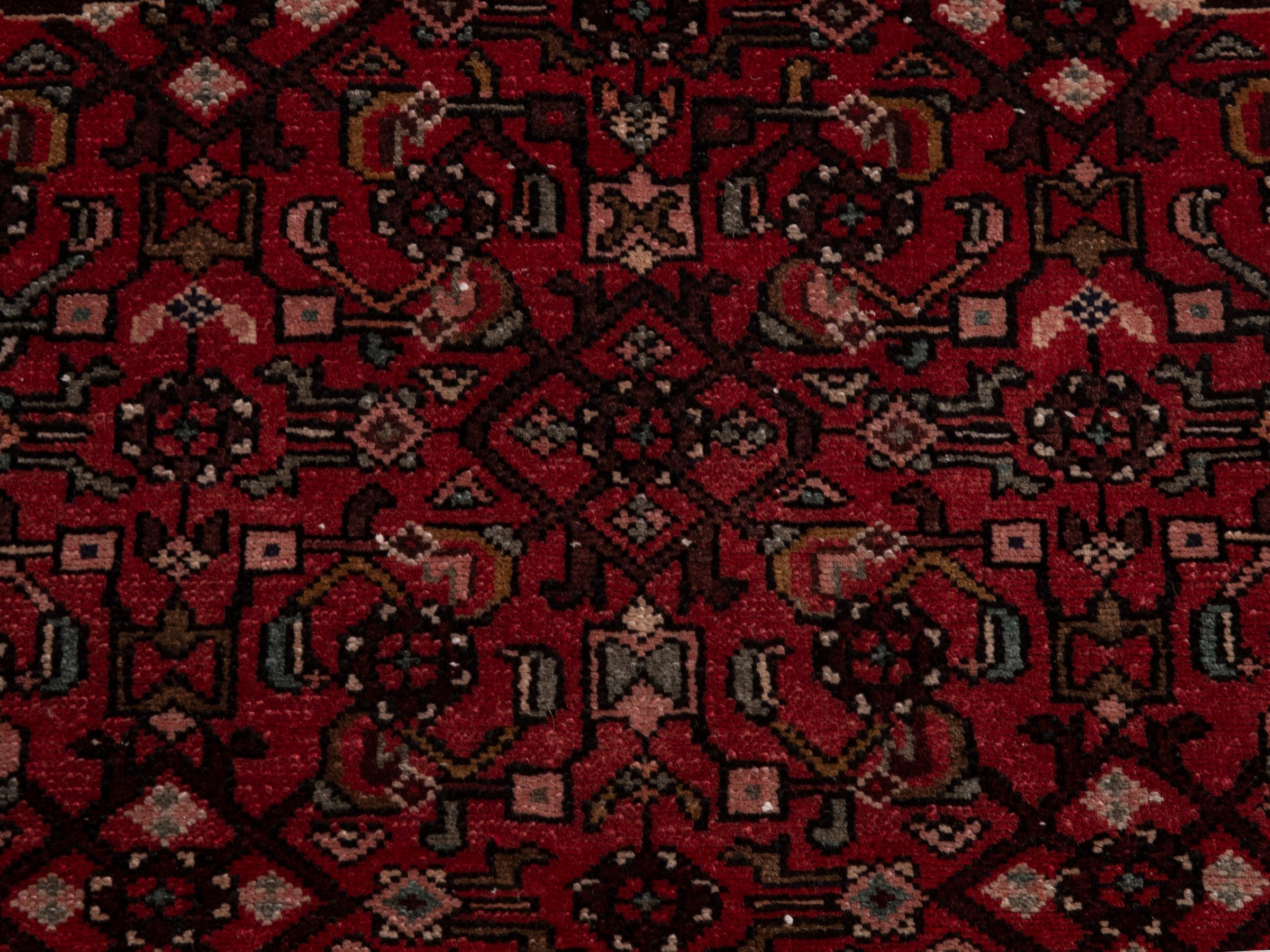 Persian Hamedan runner rug in deep red and off-white, view 13 of 18