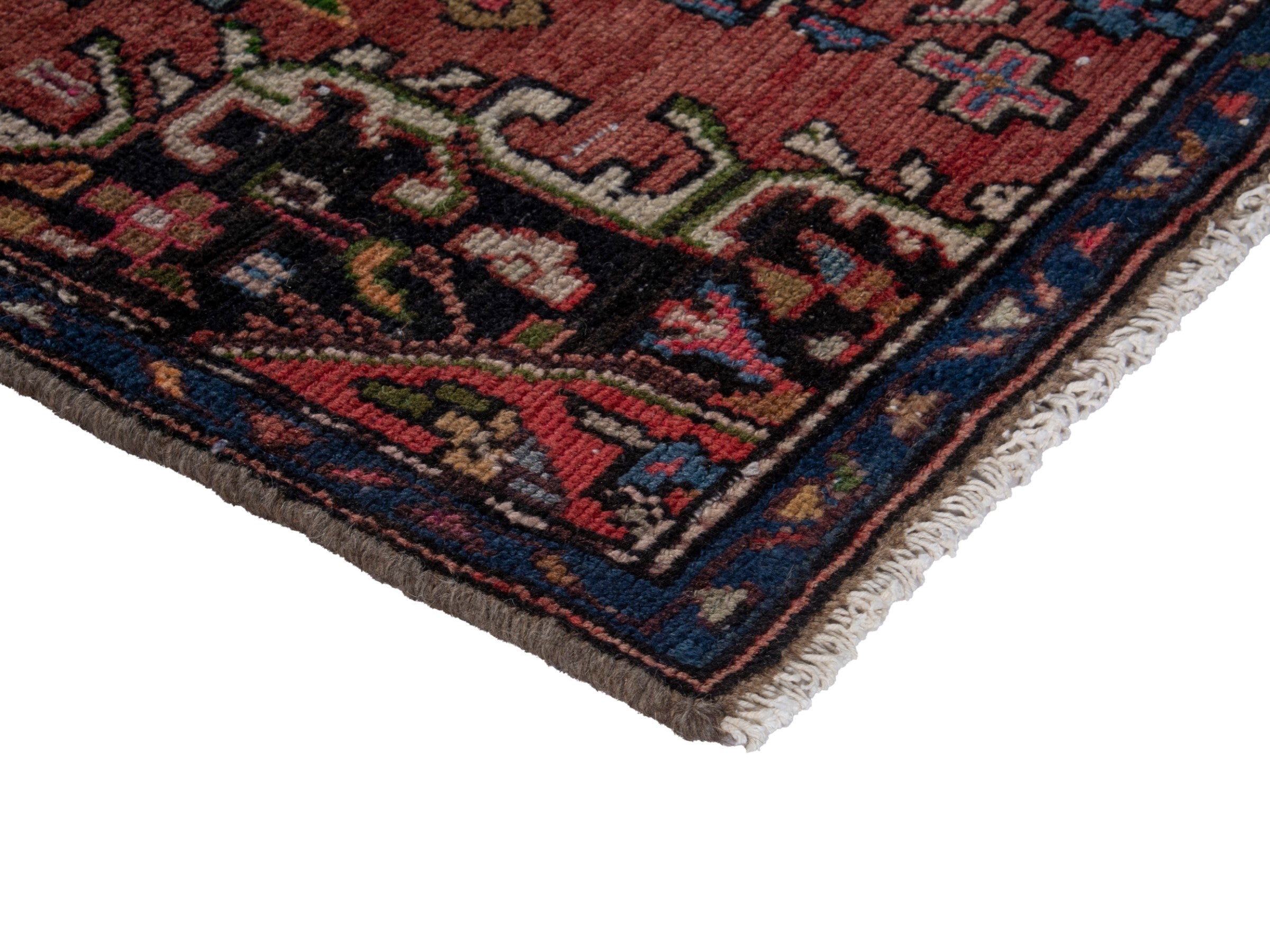 Persian Hamedan runner rug in deep red and ivory, view 5 of 17