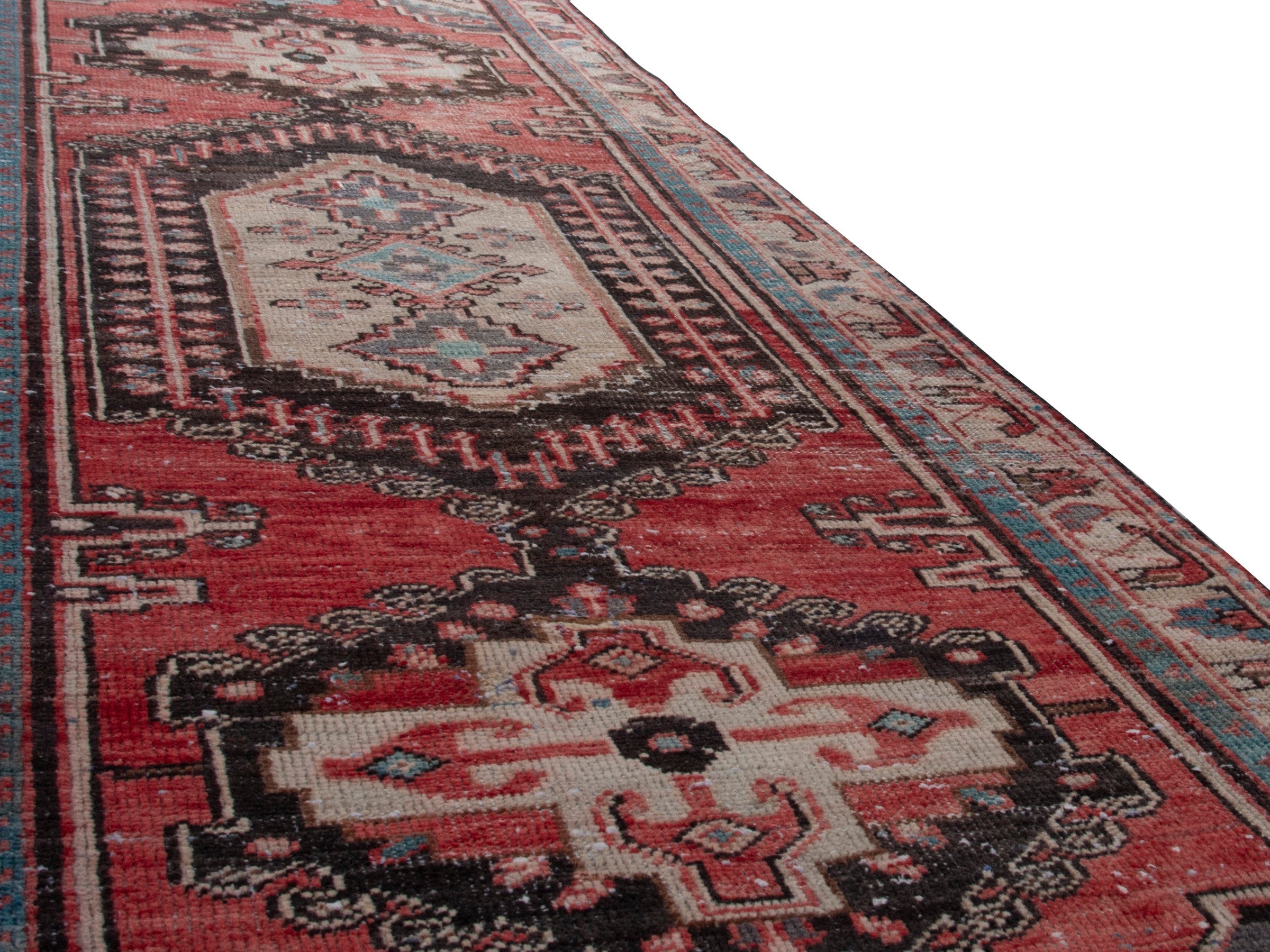 Persian Hamedan runner rug in deep red and black, view 10 of 19