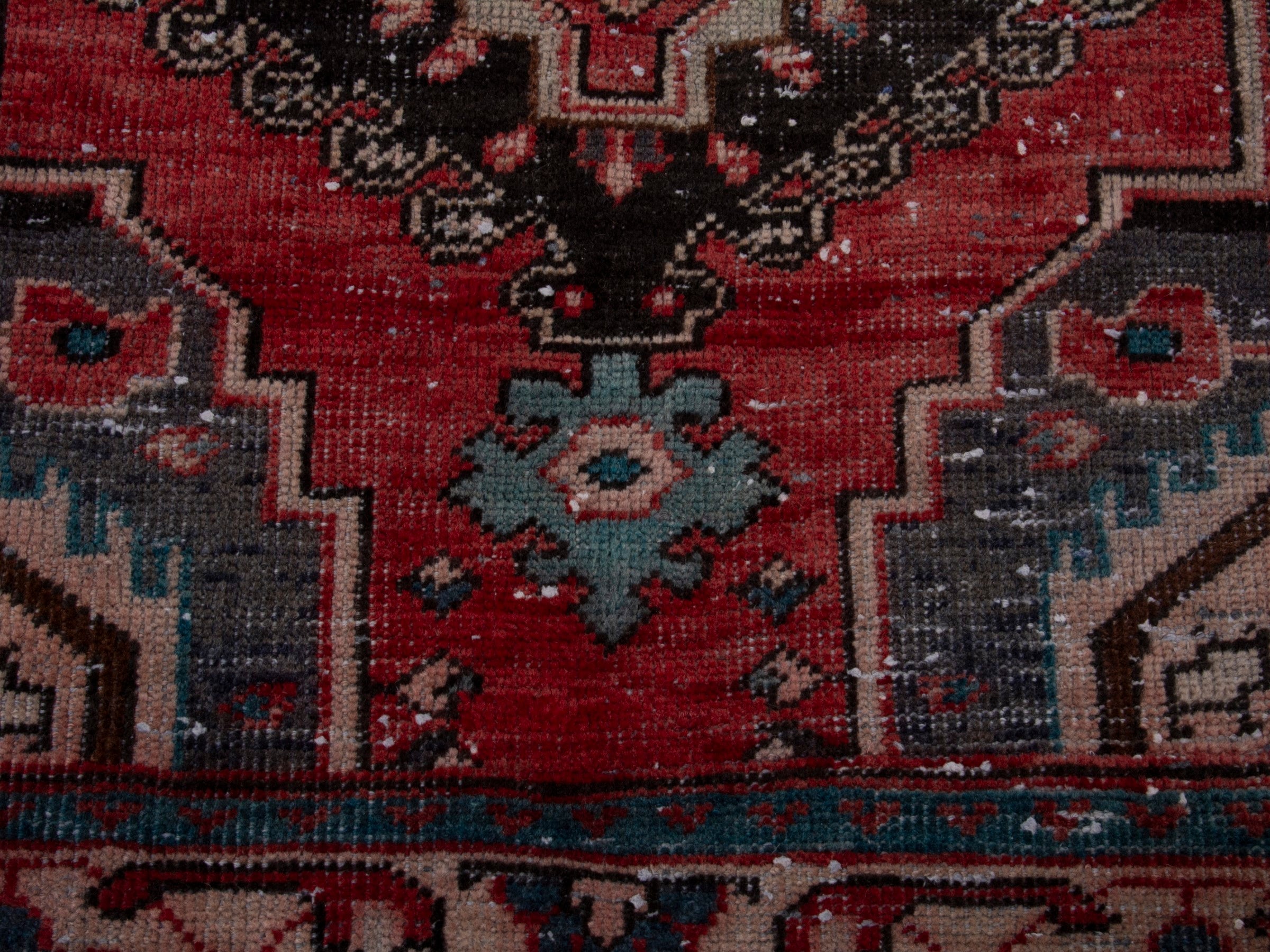 Persian Hamedan runner rug in deep red and black, view 11 of 19