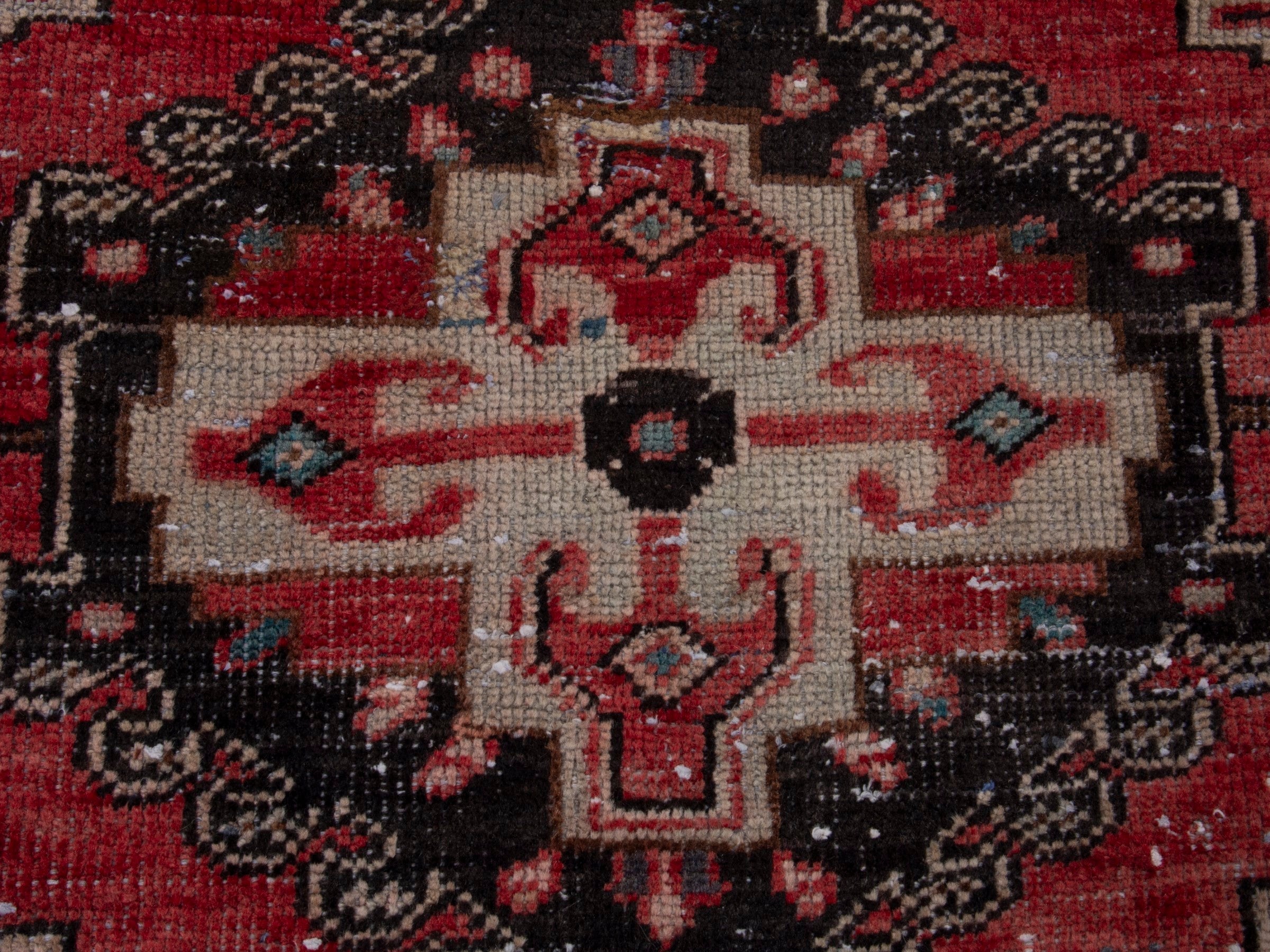 Persian Hamedan runner rug in deep red and black, view 12 of 19