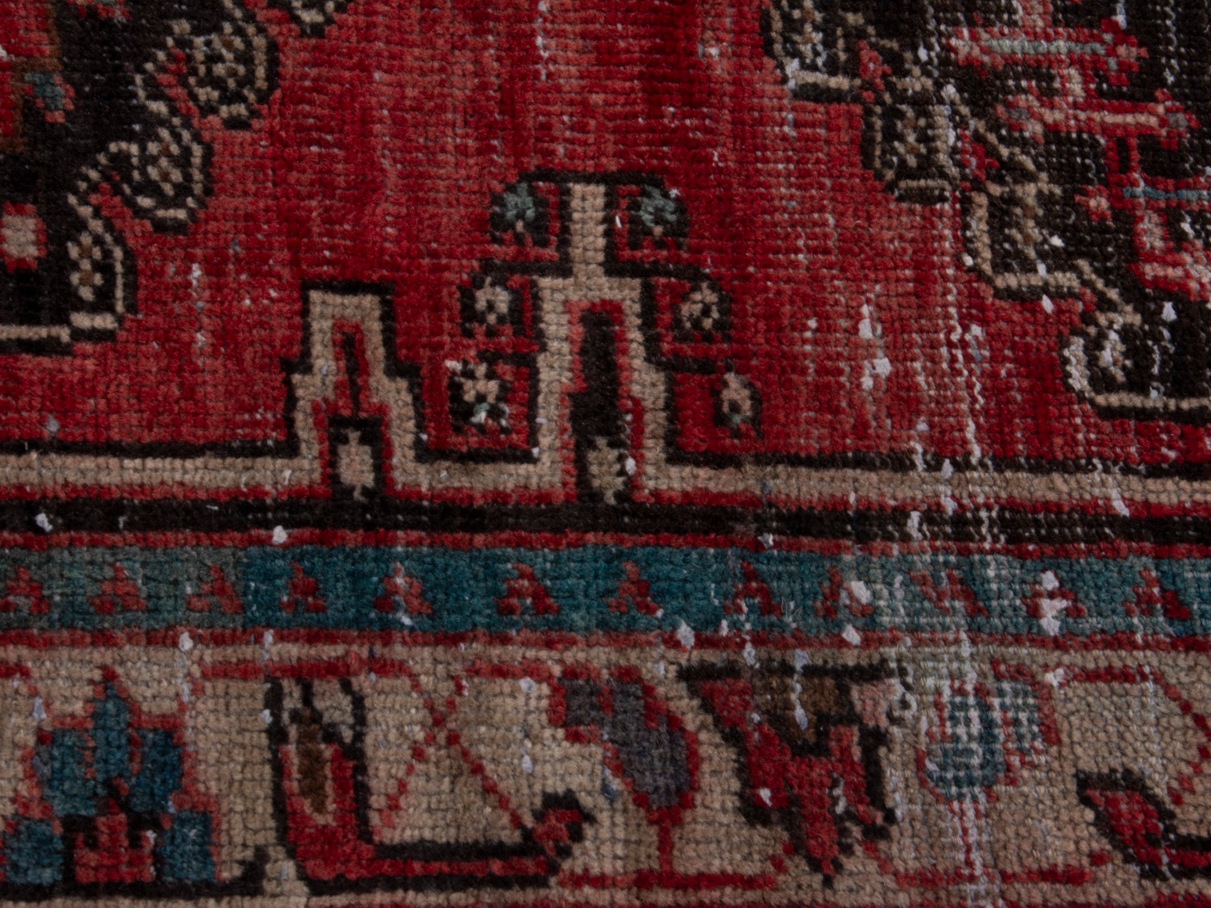Persian Hamedan runner rug in deep red and black, view 13 of 19