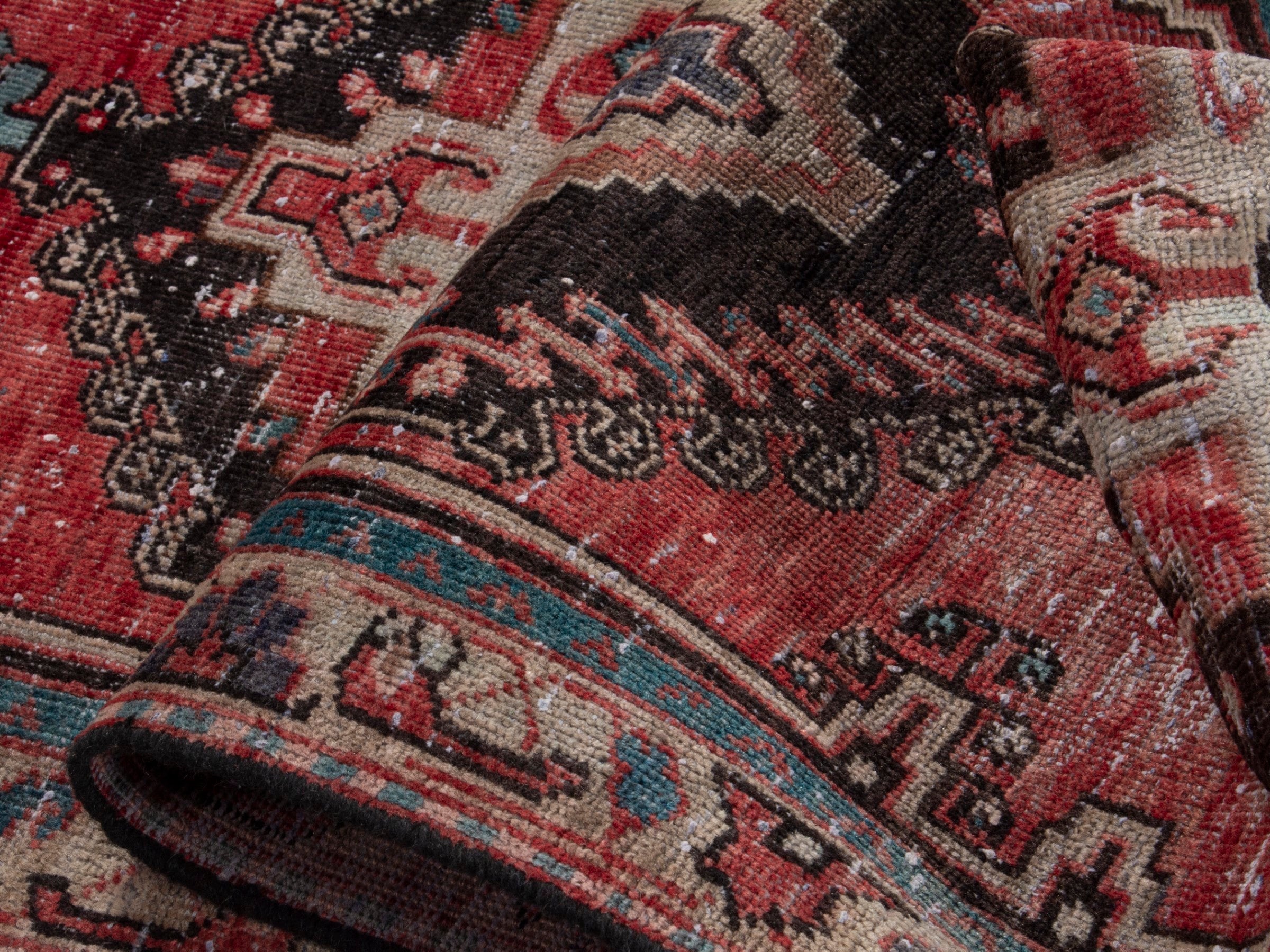 Persian Hamedan runner rug in deep red and black, view 15 of 19