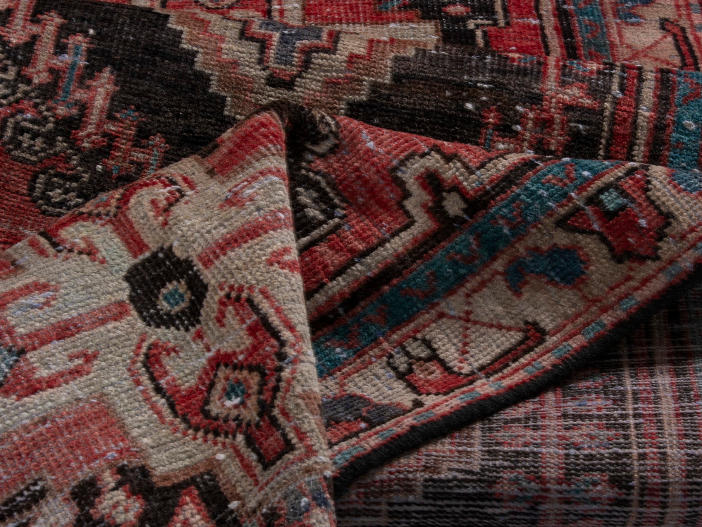Persian Hamedan runner rug in deep red and black, view 16 of 19