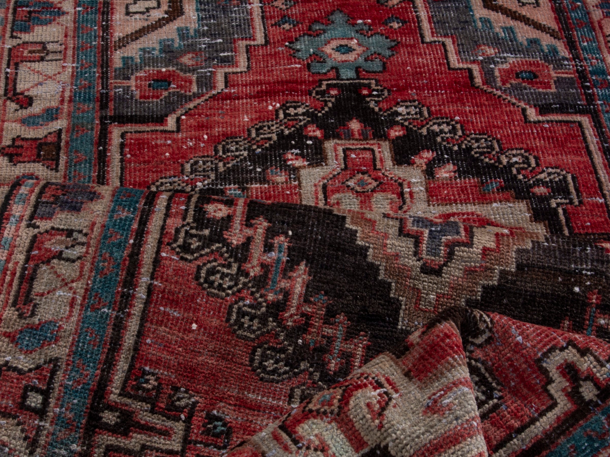 Persian Hamedan runner rug in deep red and black, view 17 of 19