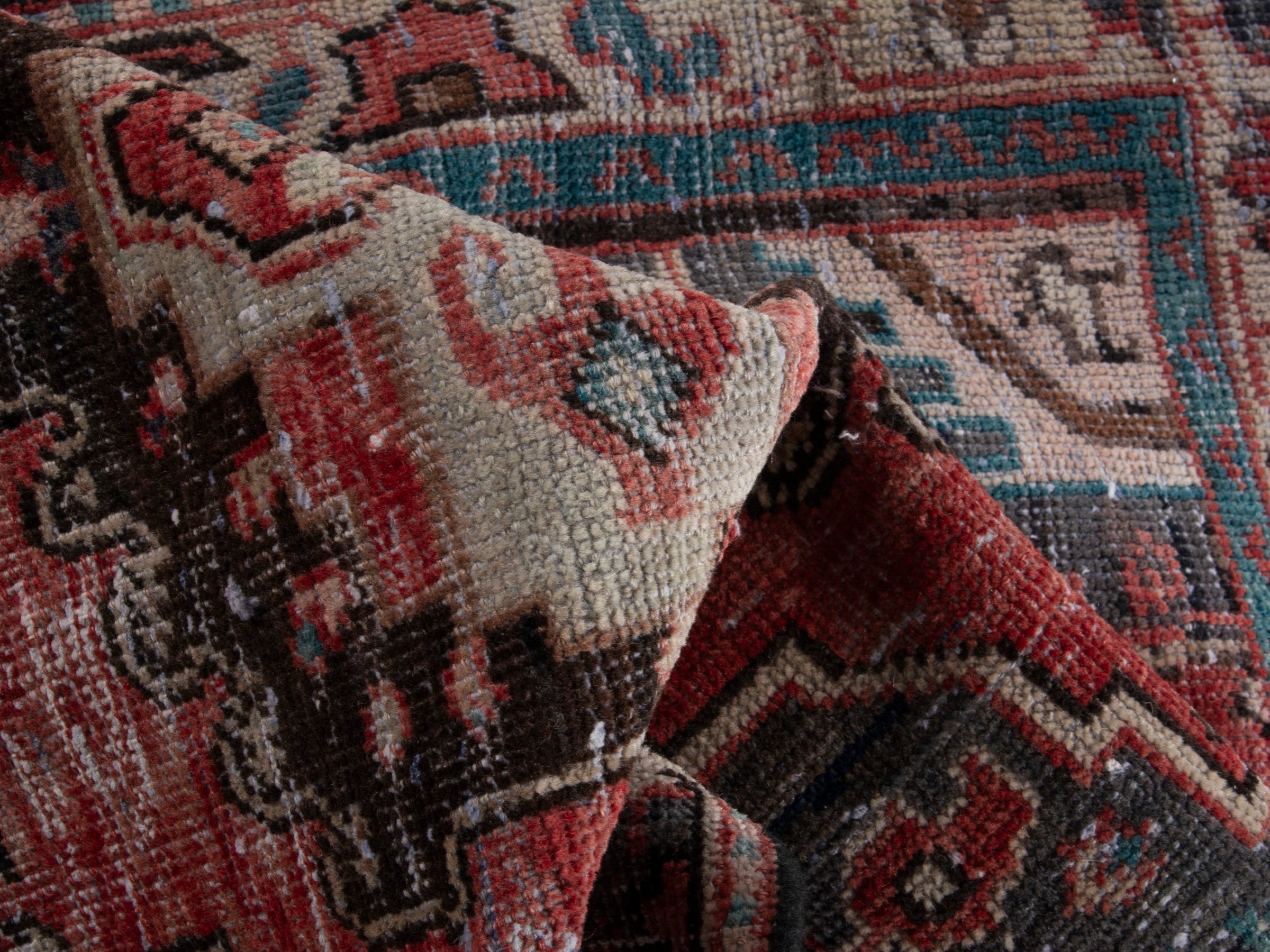 Persian Hamedan runner rug in deep red and black, view 18 of 19