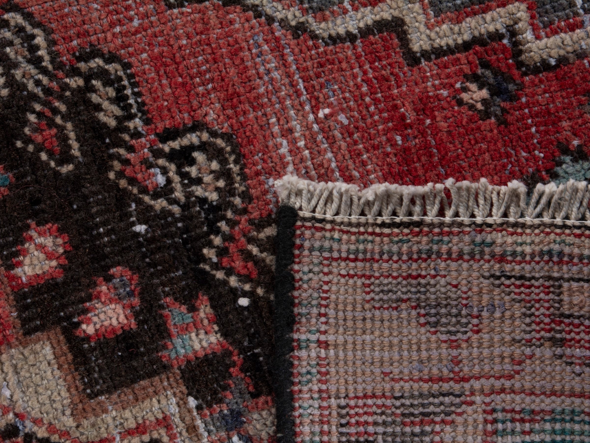Persian Hamedan runner rug in deep red and black, view 19 of 19