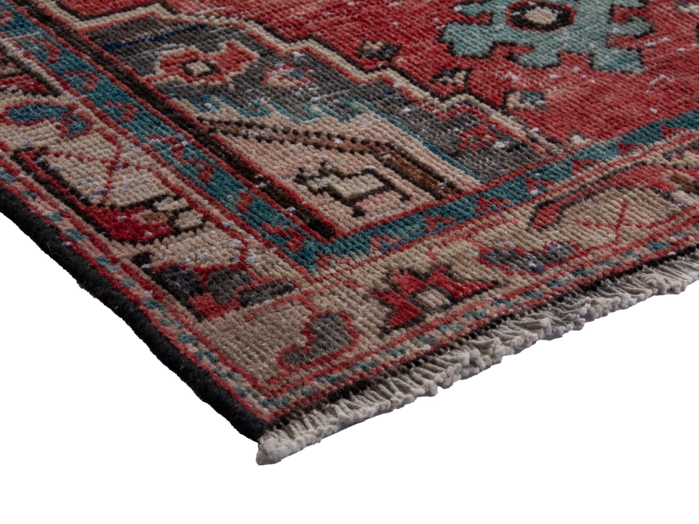 Persian Hamedan runner rug in deep red and black, view 6 of 19