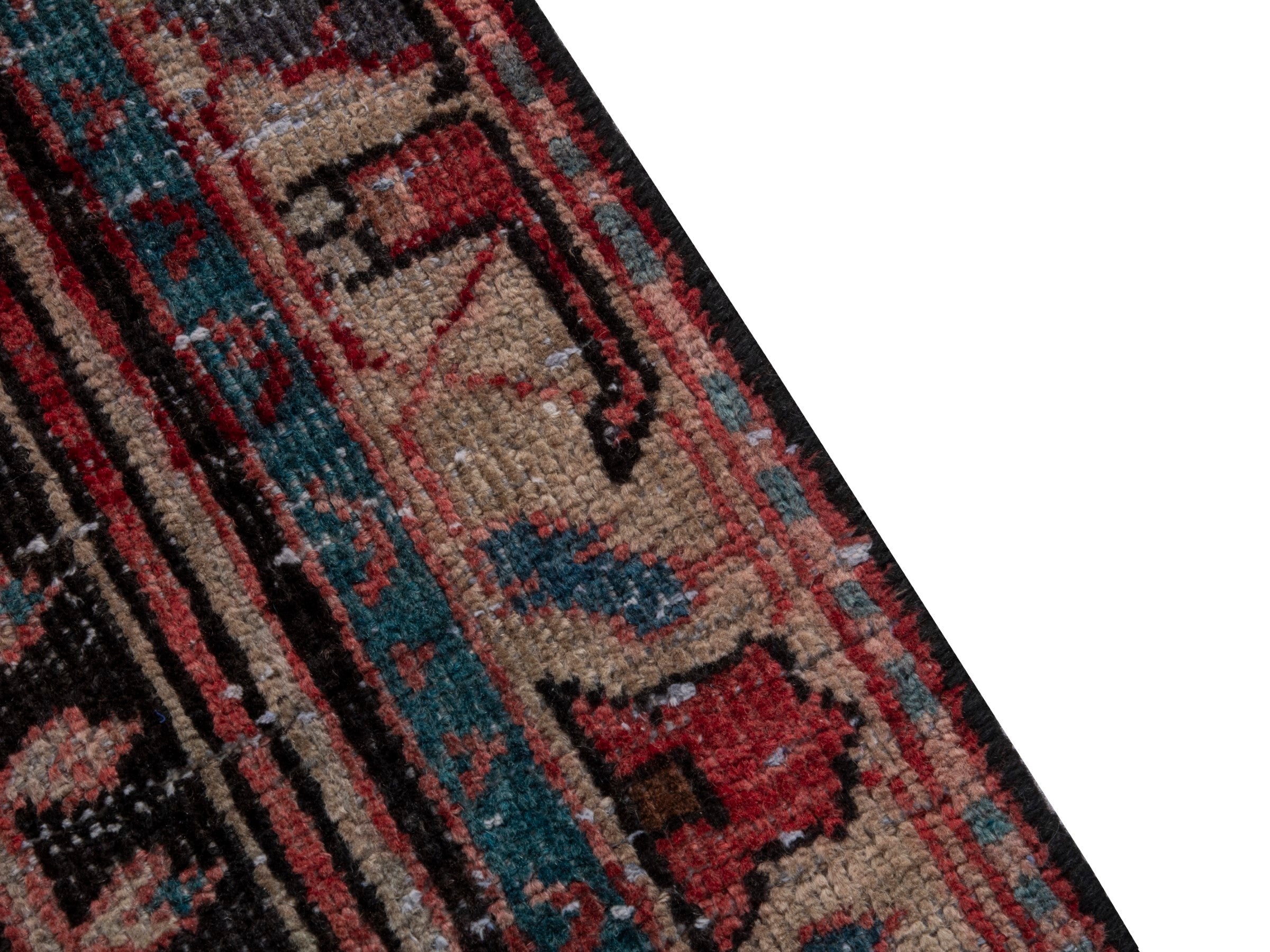 Persian Hamedan runner rug in deep red and black, view 7 of 19