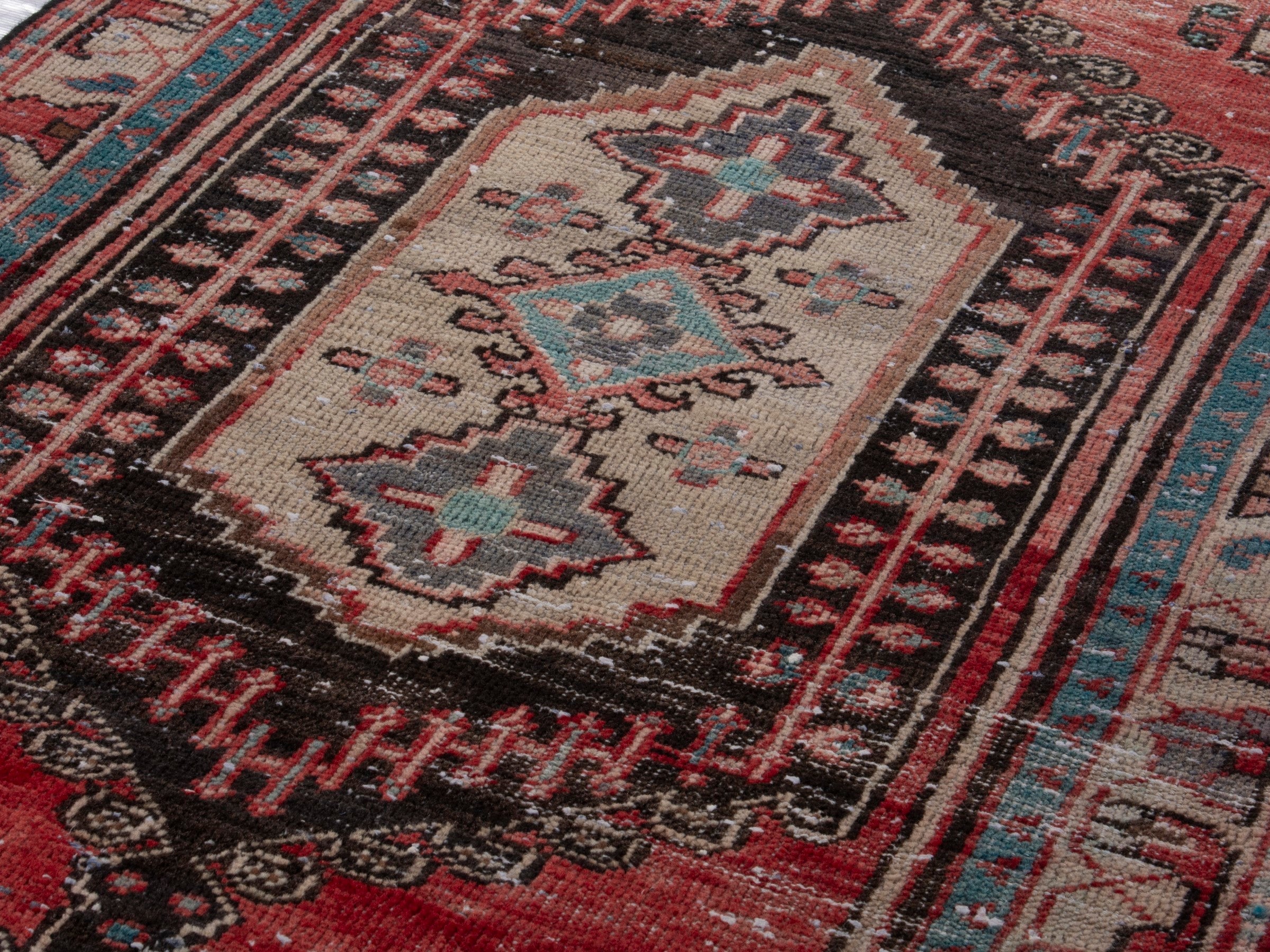 Persian Hamedan runner rug in deep red and black, view 9 of 19