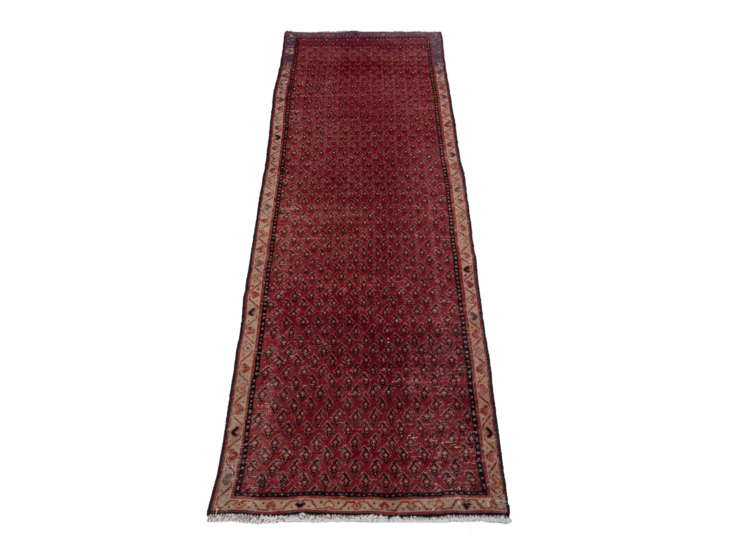 Persian Arak runner rug in deep red and burgundy, view 3 of 18