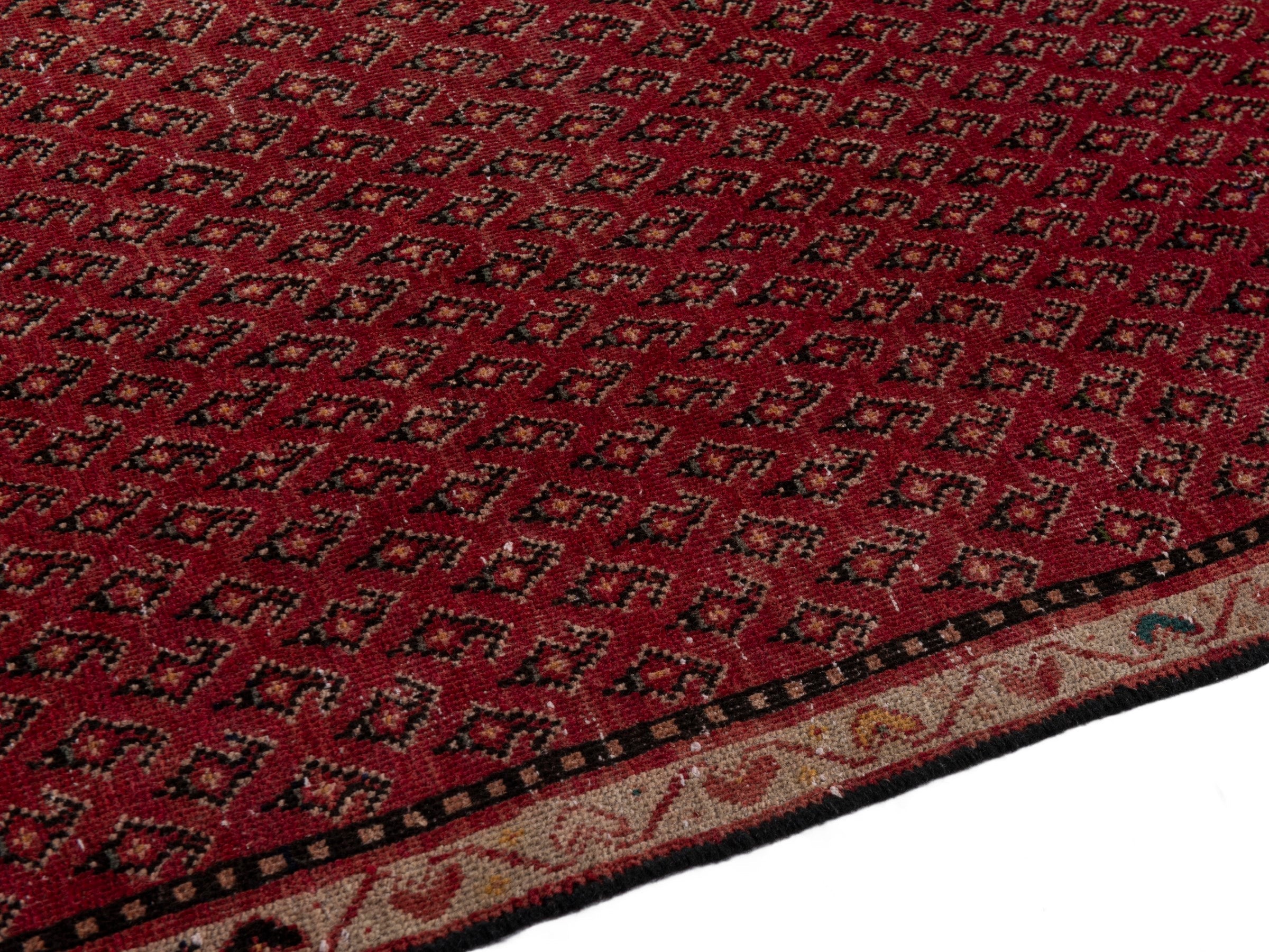 Persian Arak runner rug in deep red and burgundy, view 8 of 18