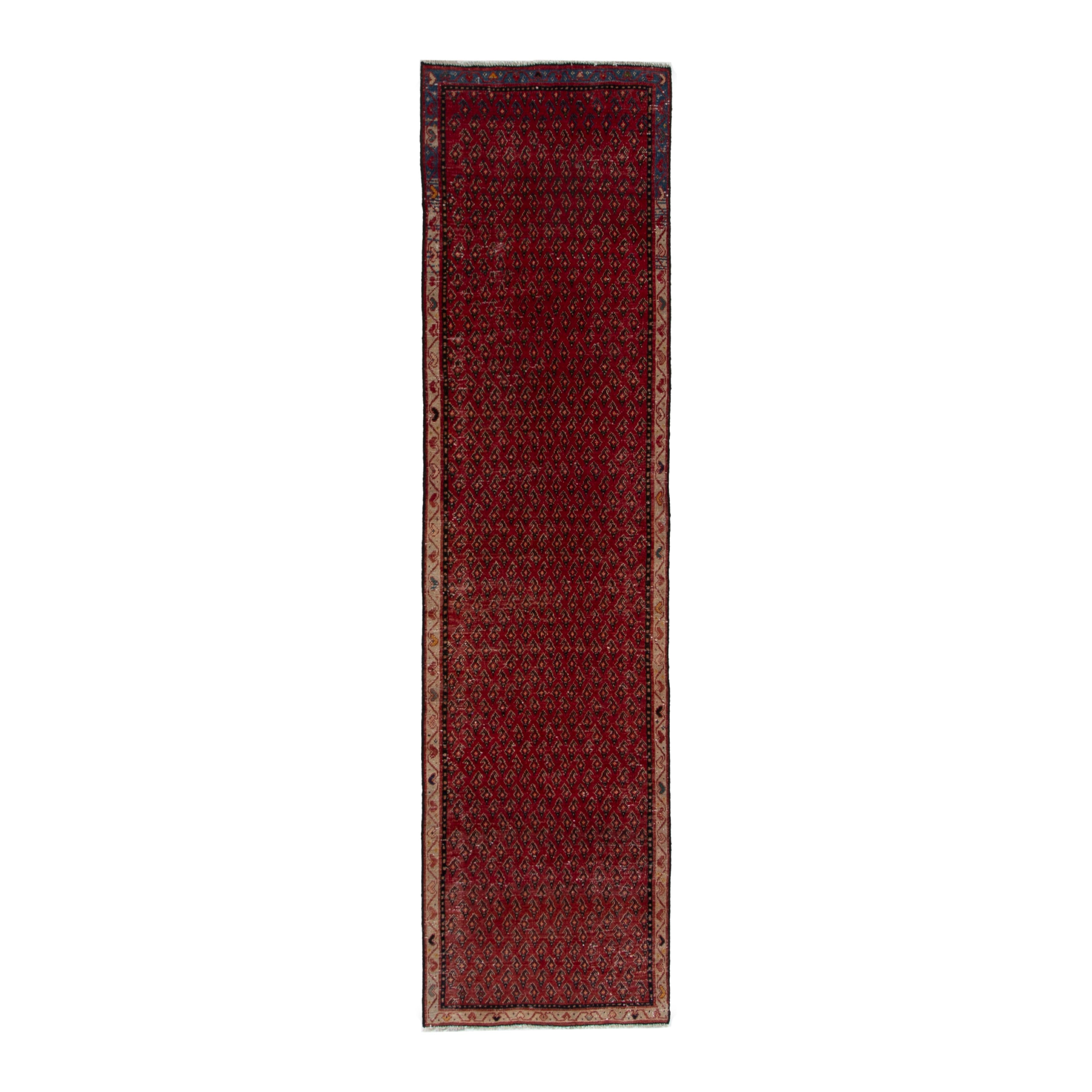 Persian Arak runner rug in deep red and burgundy, 2'6" x 9'1"