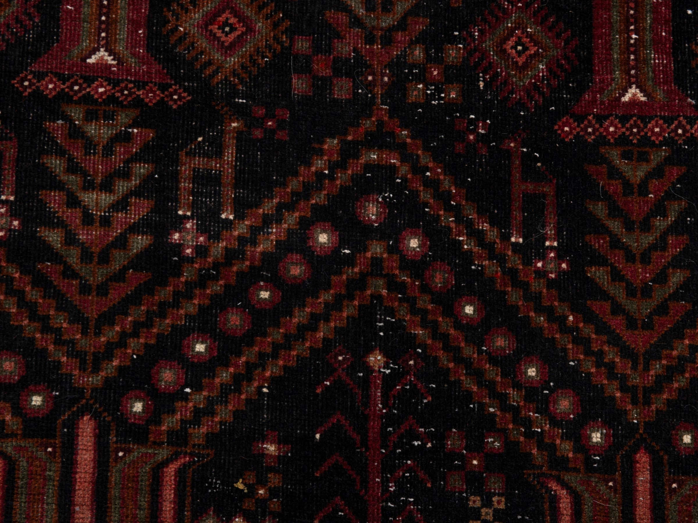 Persian Baluch runner rug in burgundy and deep red, view 14 of 21