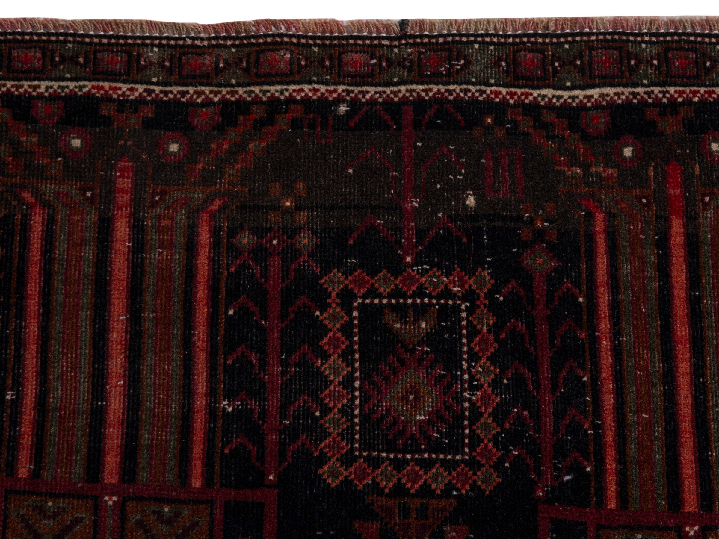 Persian Baluch runner rug in burgundy and deep red, view 15 of 21