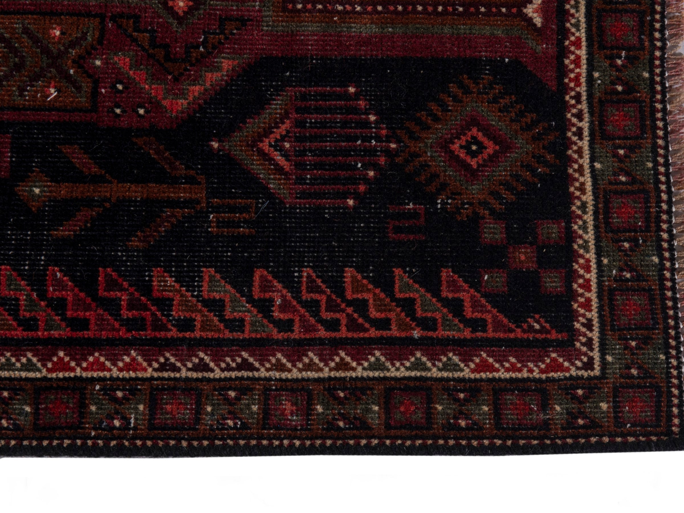Persian Baluch runner rug in burgundy and deep red, view 5 of 21