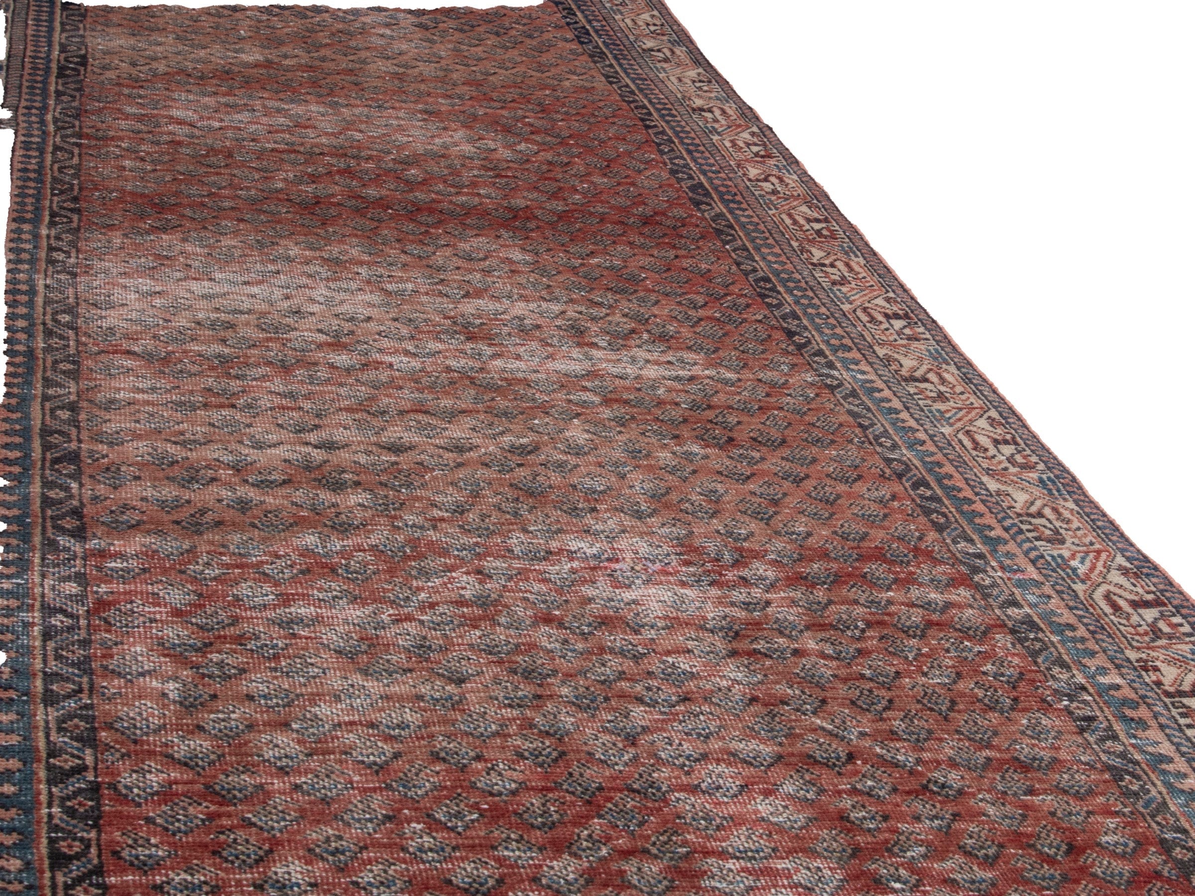 Persian Arak runner rug in burgundy and faded red, view 10 of 17