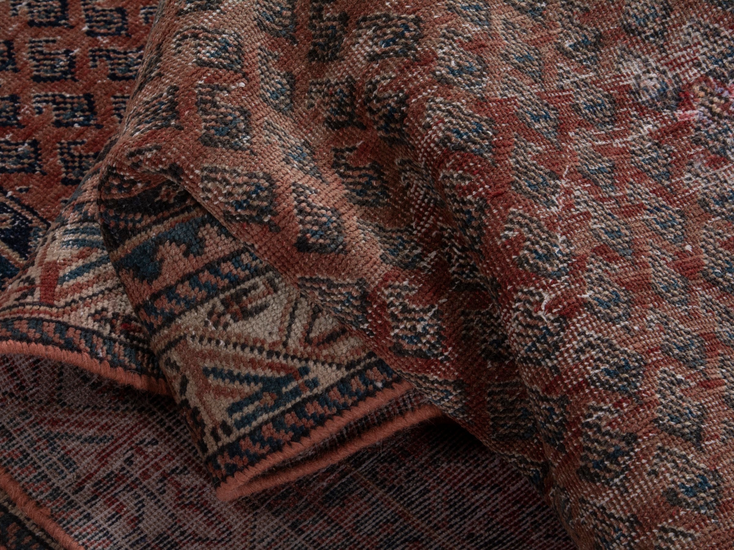 Persian Arak runner rug in burgundy and faded red, view 14 of 17
