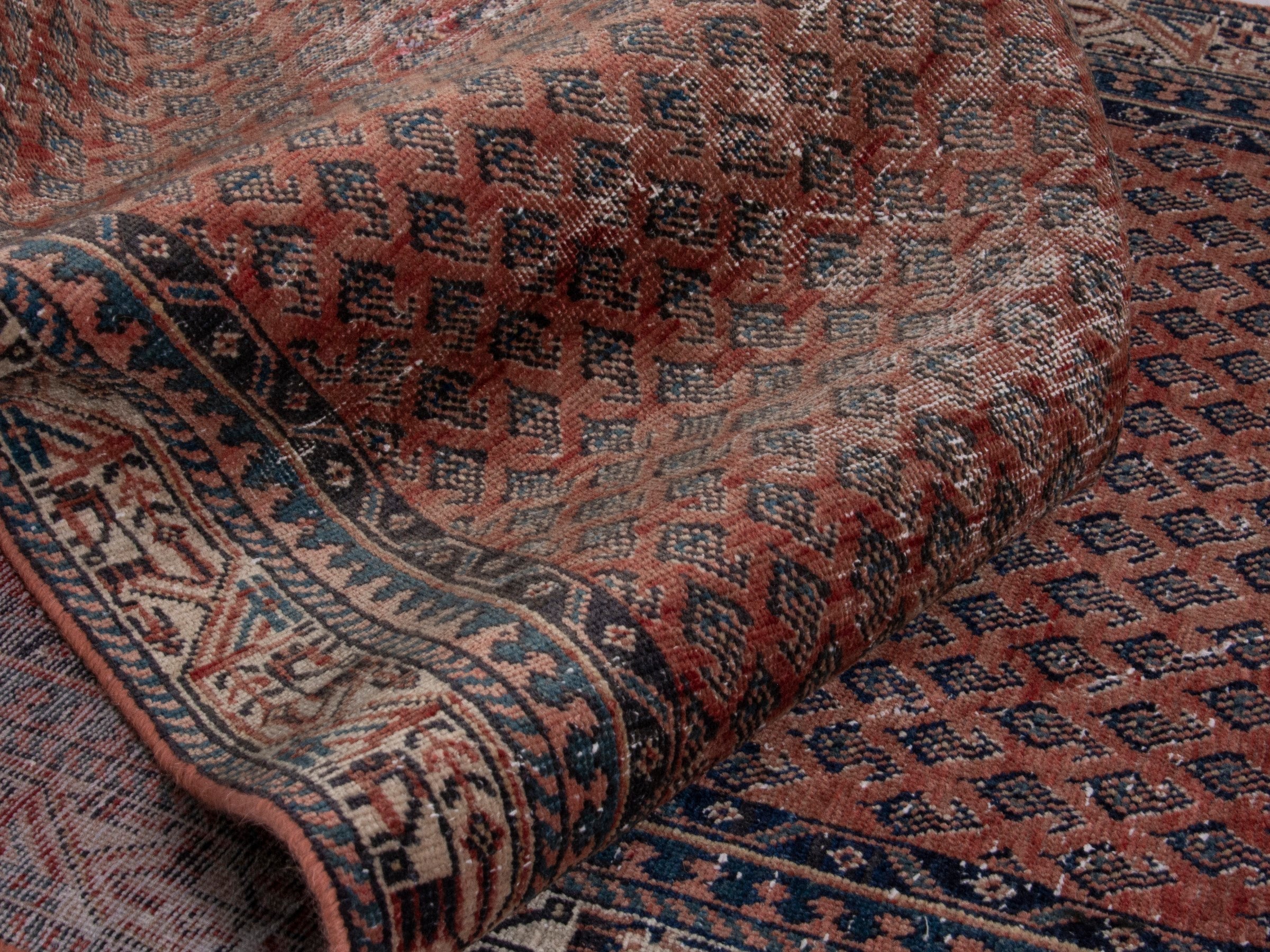 Persian Arak runner rug in burgundy and faded red, view 15 of 17