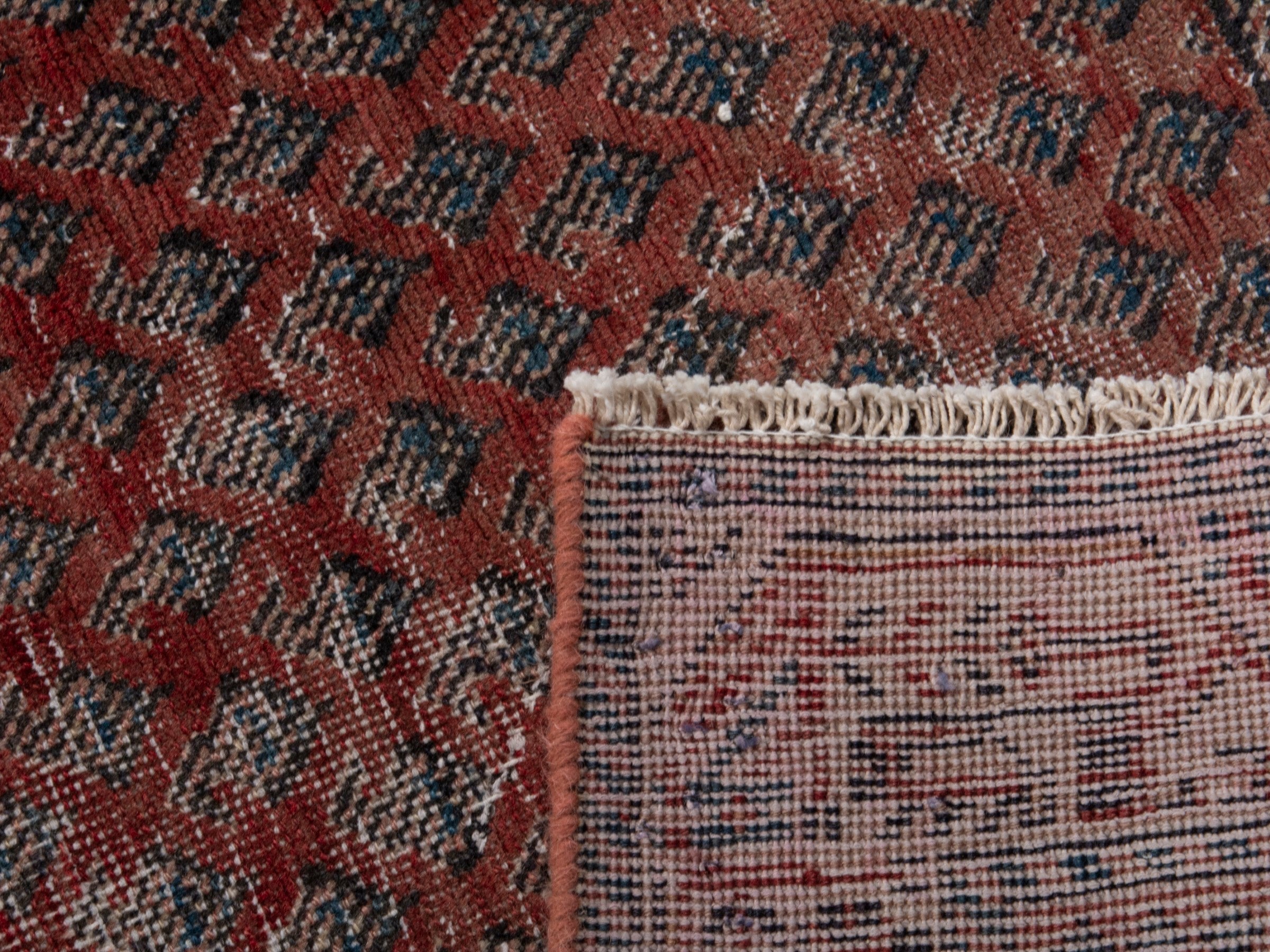 Persian Arak runner rug in burgundy and faded red, view 17 of 17
