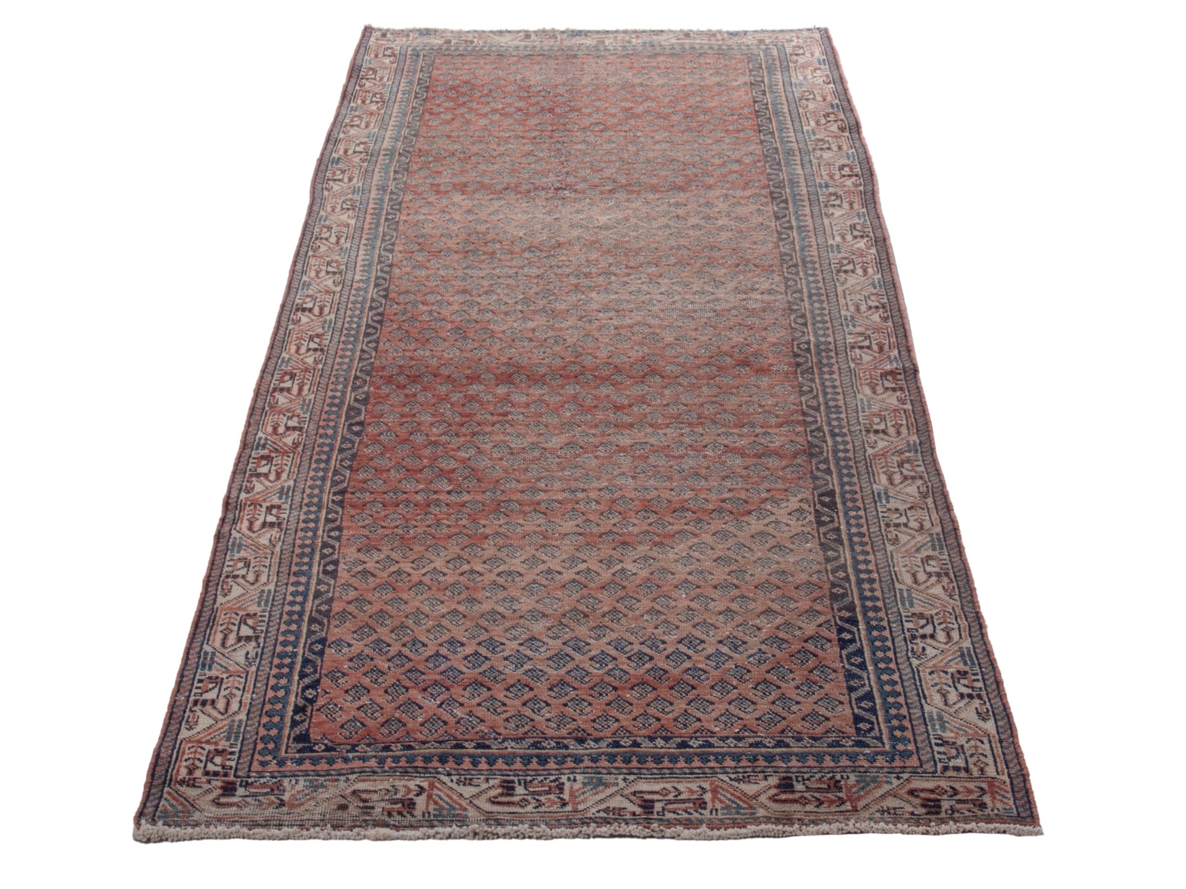Persian Arak runner rug in burgundy and faded red, view 3 of 17