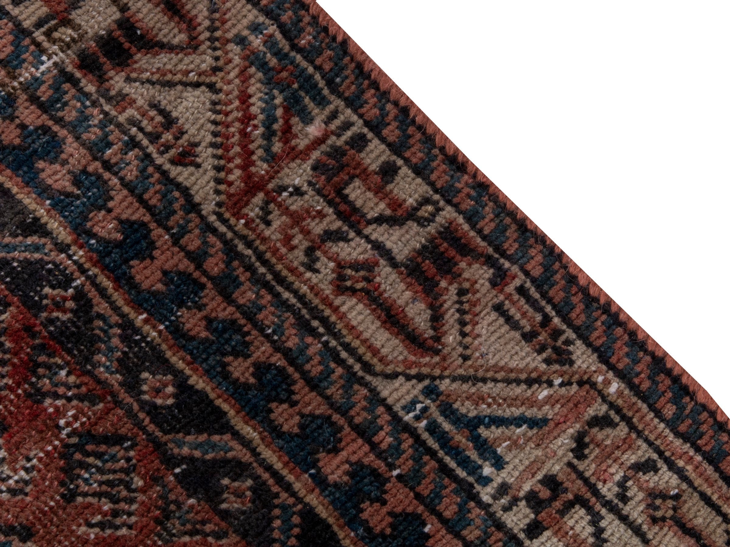 Persian Arak runner rug in burgundy and faded red, view 7 of 17
